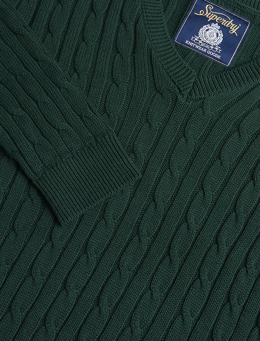 Superdry - OVERSIZED V NECK CABLE JUMPER - pullover - darkest pine green - 5