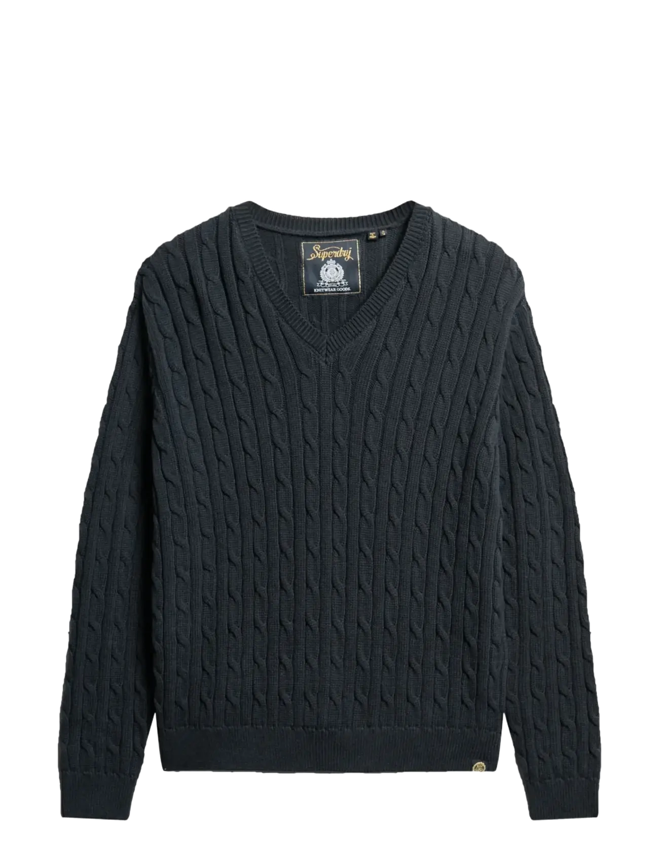 Superdry Oversized V Neck Cable Jumper, Damen, Oversized V-Ausschnitt Zopfstrickpullover, Marineblau, Gr: 10-12