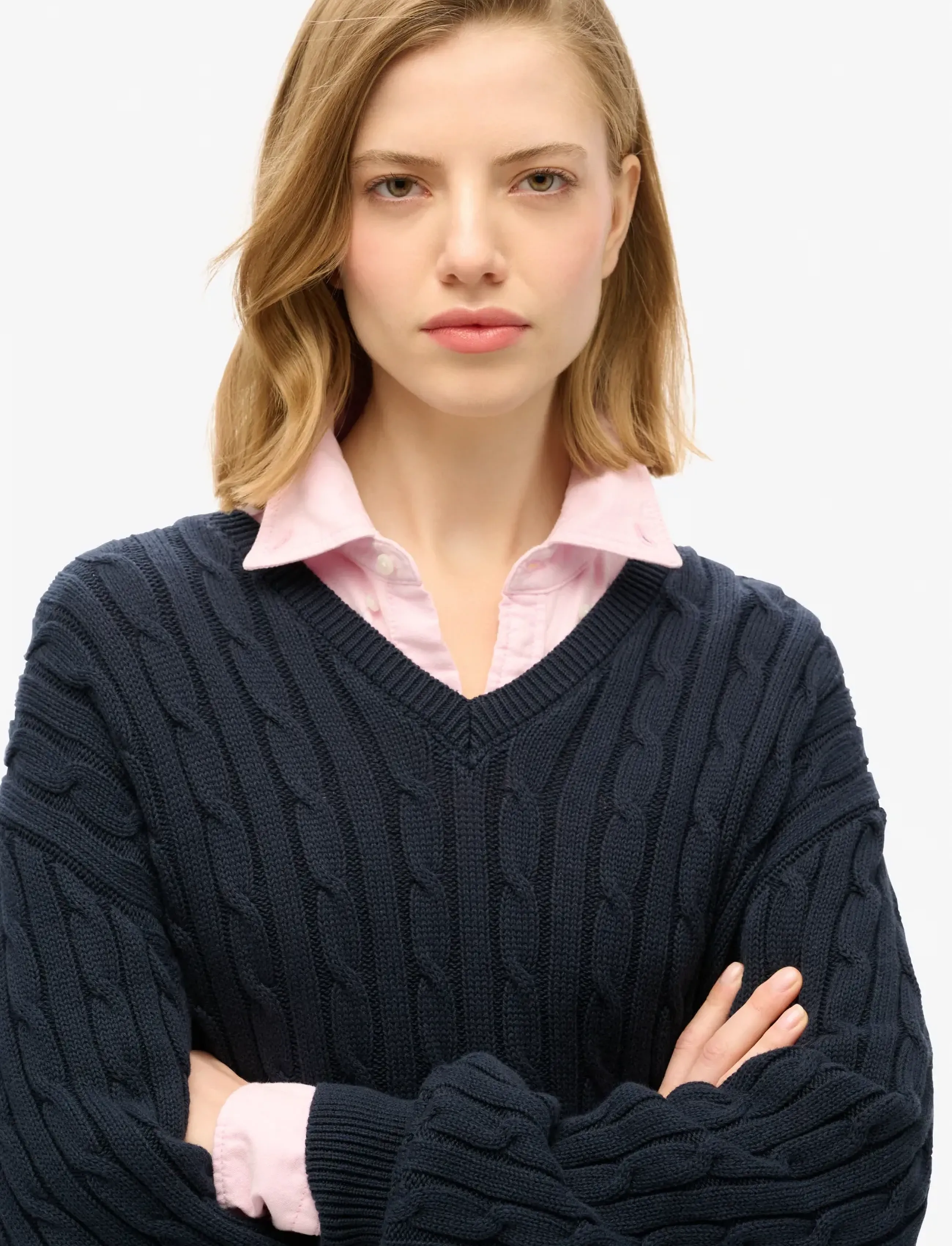 Superdry - OVERSIZED V NECK CABLE JUMPER - eclipse navy - 2