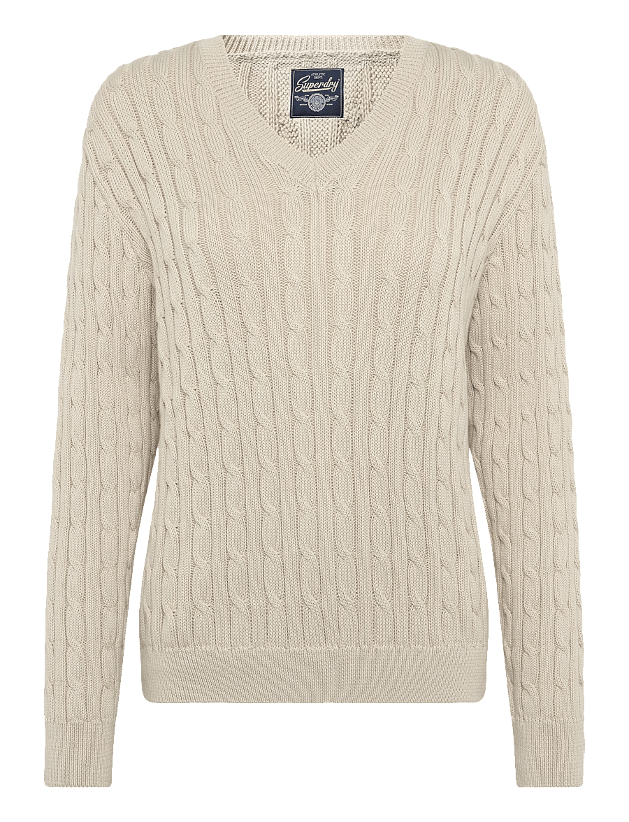 Superdry - OVERSIZED V NECK CABLE JUMPER - pullover - oatmeal beige - 1