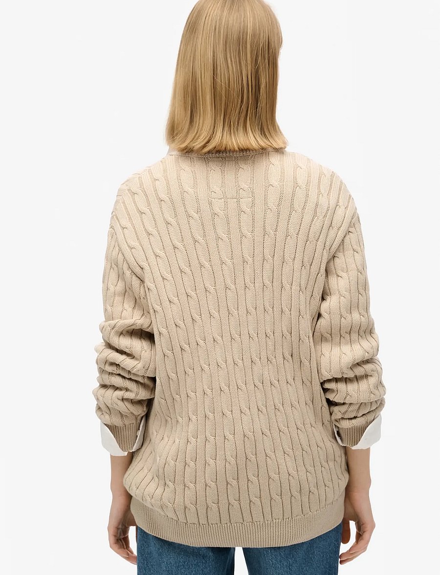 Superdry - OVERSIZED V NECK CABLE JUMPER - pullover - oatmeal beige - 4