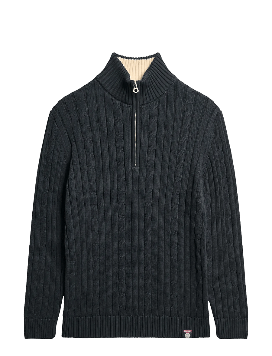 Superdry - KNIT RUGBY HENLEY - striktrøjer - cable navy - 1