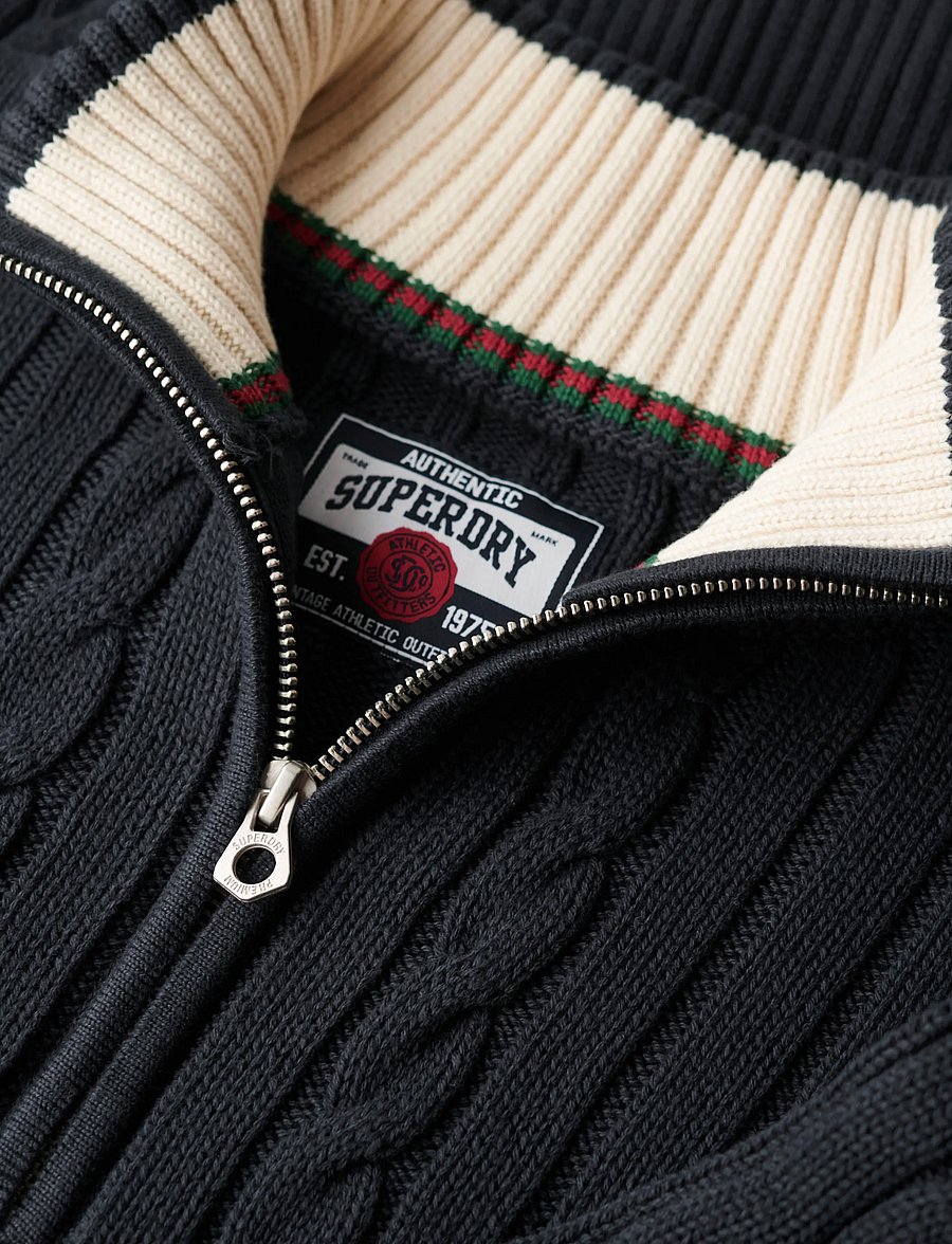 Superdry - KNIT RUGBY HENLEY - striktrøjer - cable navy - 5