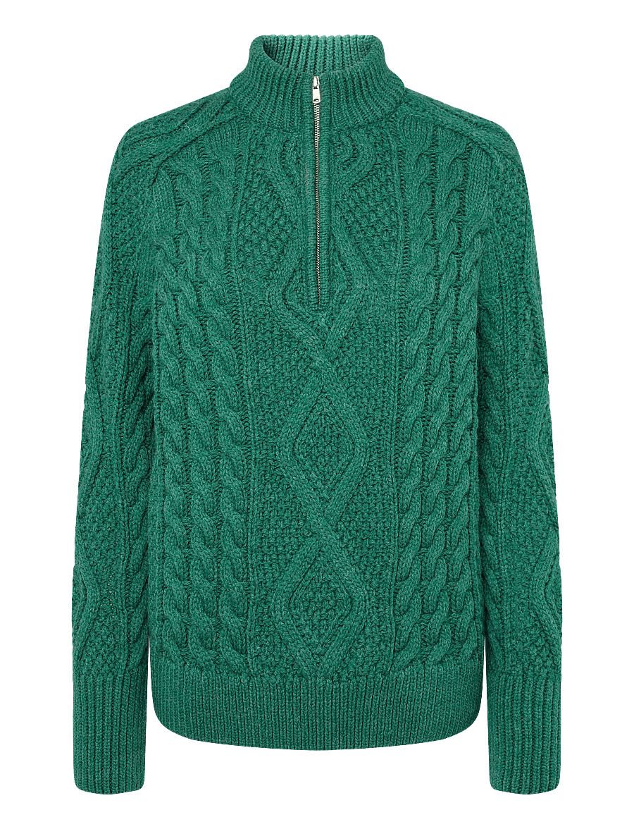 Superdry - ARAN CABLE KNIT HALF ZIP - pullover - dark pine green - 1