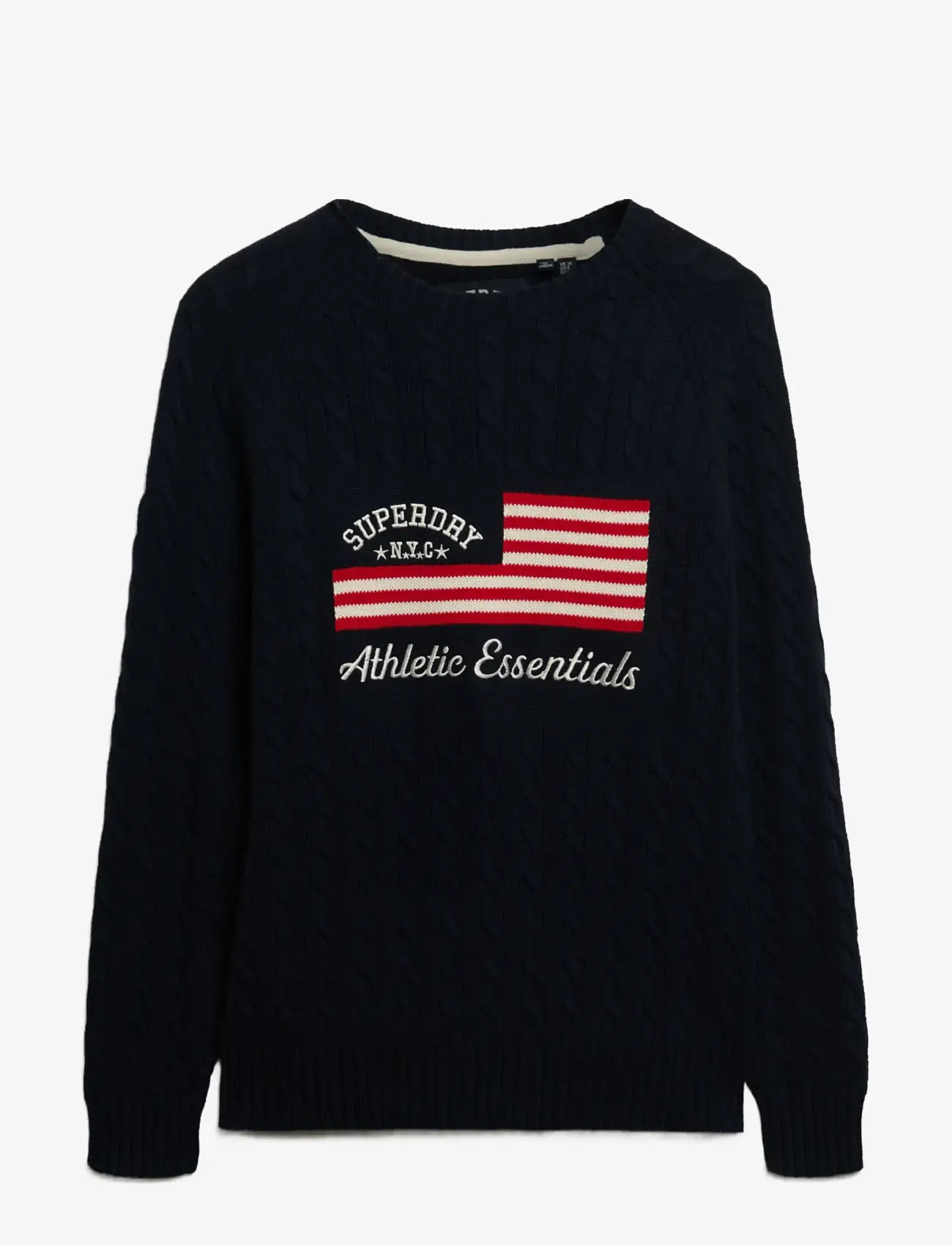 Superdry - SLOUCHY CABLE FLAG KNIT - hættetrøjer - richest navy - 0