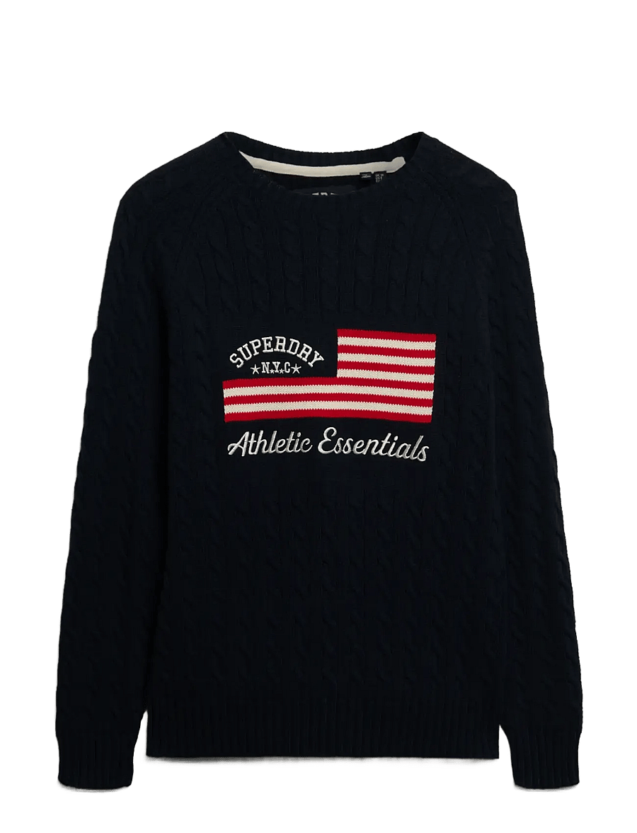 Superdry - SLOUCHY CABLE FLAG KNIT - vardagsstil - richest navy - 1