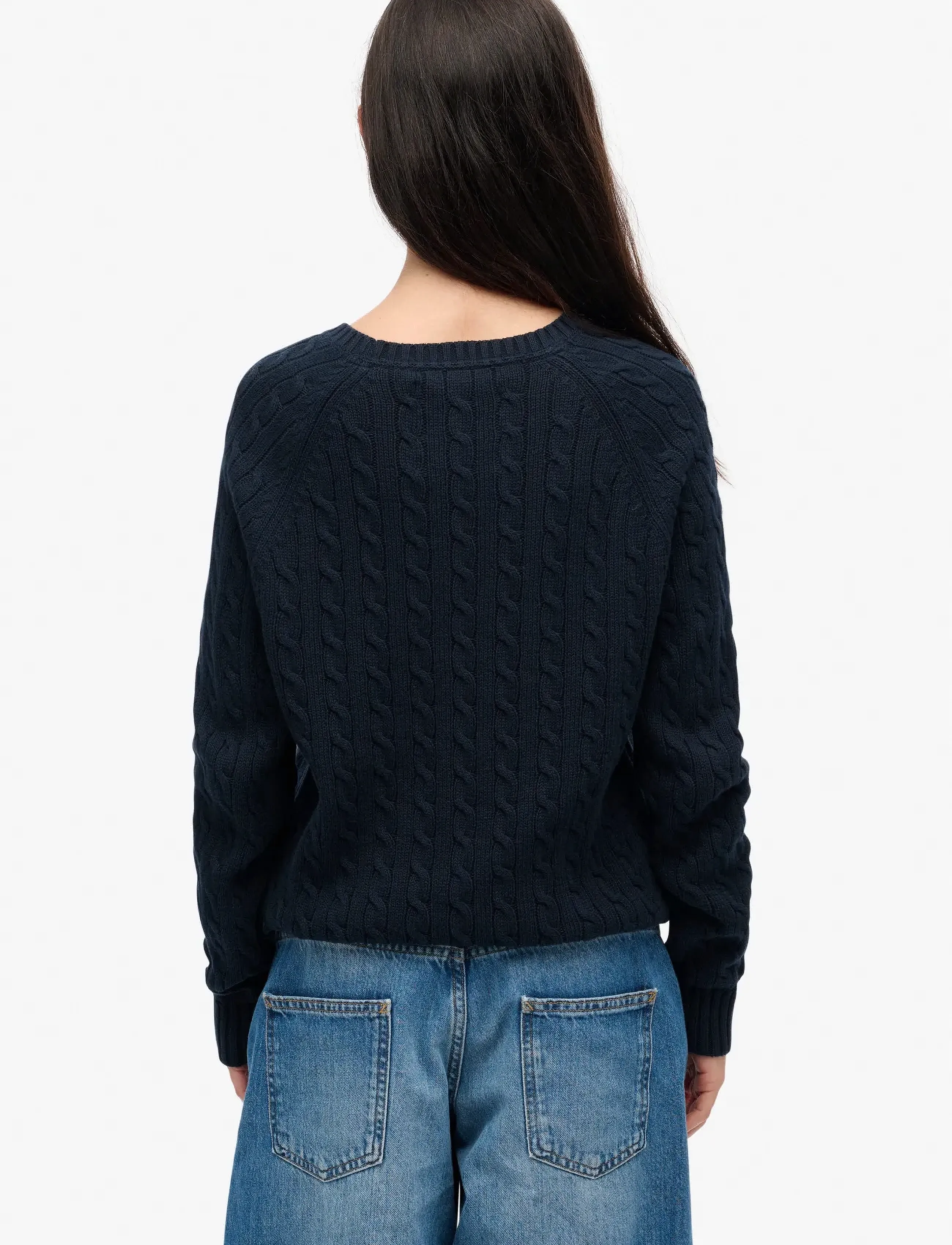 Superdry - SLOUCHY CABLE FLAG KNIT - hættetrøjer - richest navy - 5