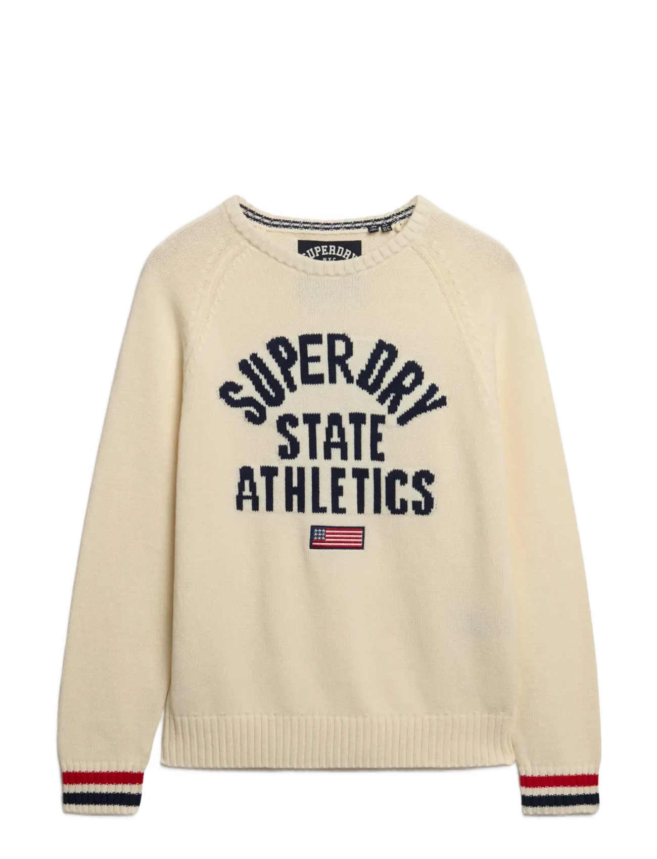 Superdry SLOUCHY INTARSIA GRAPHIC KNIT - Transitional Layering - DESERT BONE OFF WHITE / cream