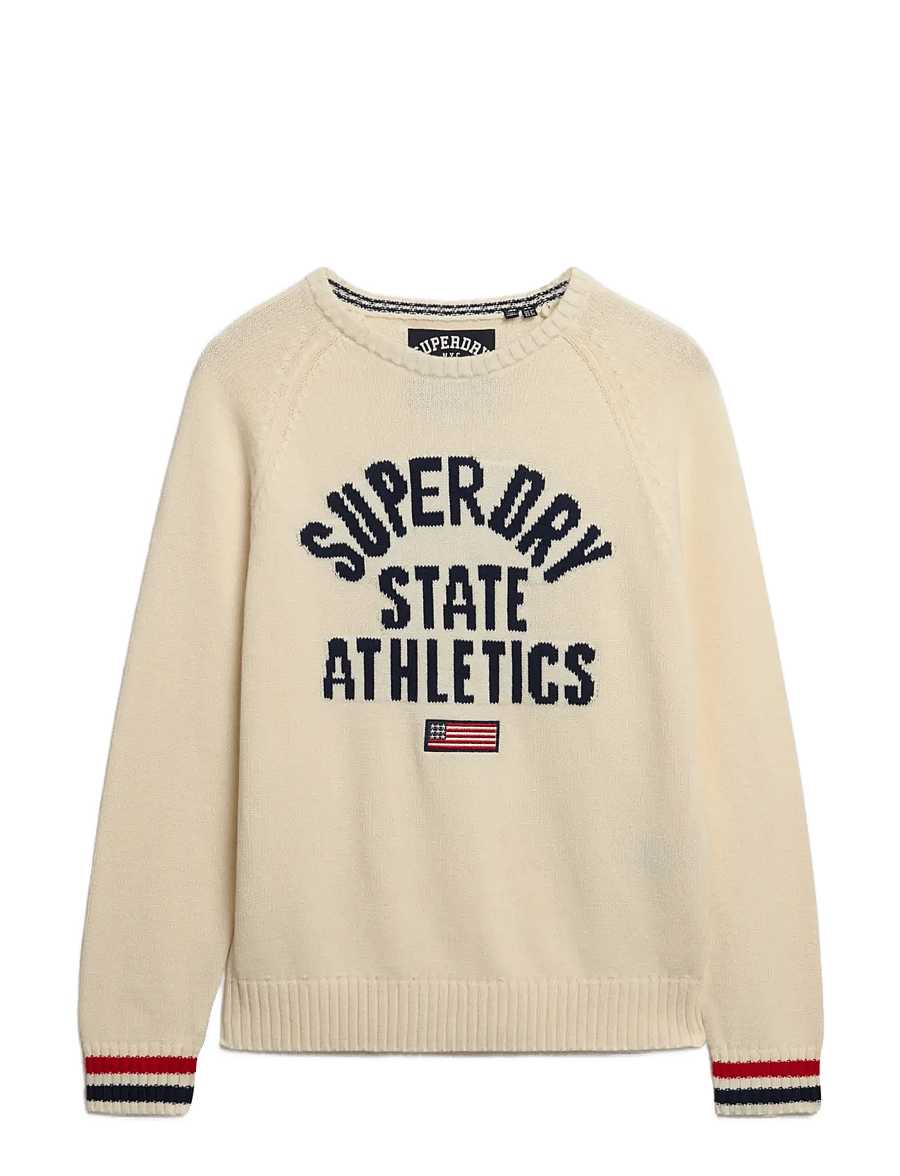 Superdry - SLOUCHY INTARSIA GRAPHIC KNIT - gebreide truien - desert bone off white - 0