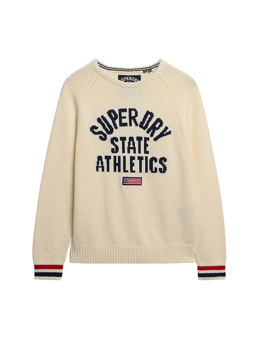 Superdry - SLOUCHY INTARSIA GRAPHIC KNIT - gebreide truien - desert bone off white - 1