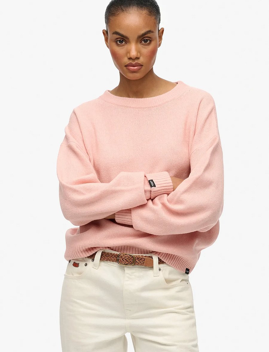 Superdry - SLOUCHY CREW NECK JUMPER - stickade tröjor - dull pink twist - 0