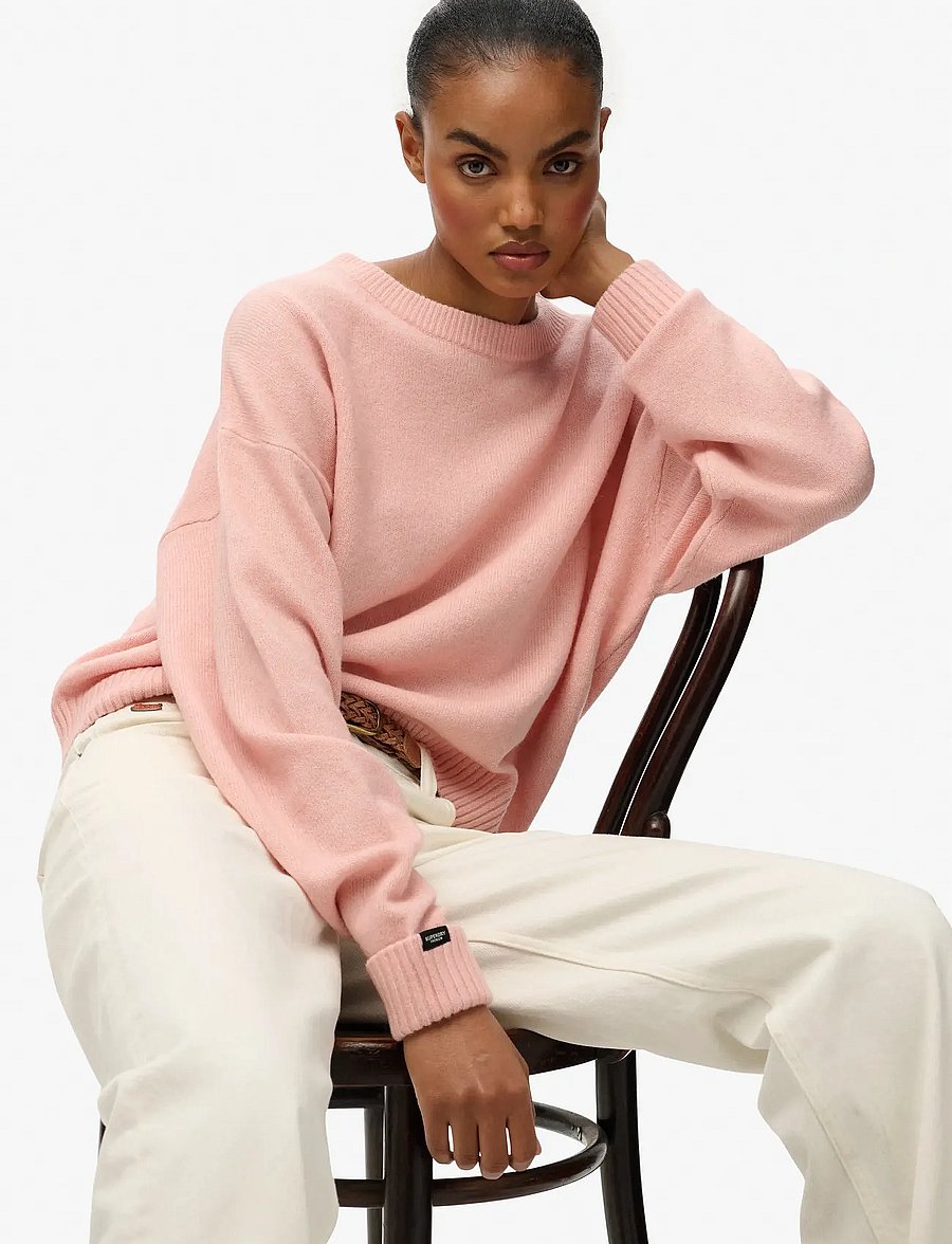 Superdry - SLOUCHY CREW NECK JUMPER - stickade tröjor - dull pink twist - 3
