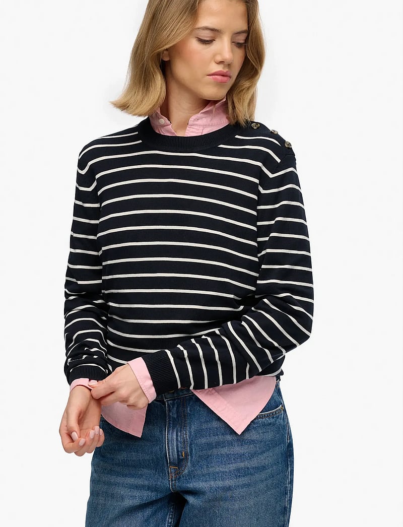 Superdry - LW ESSENTIAL JUMPER - sviitrid - optic eclipse navy stripe - 4
