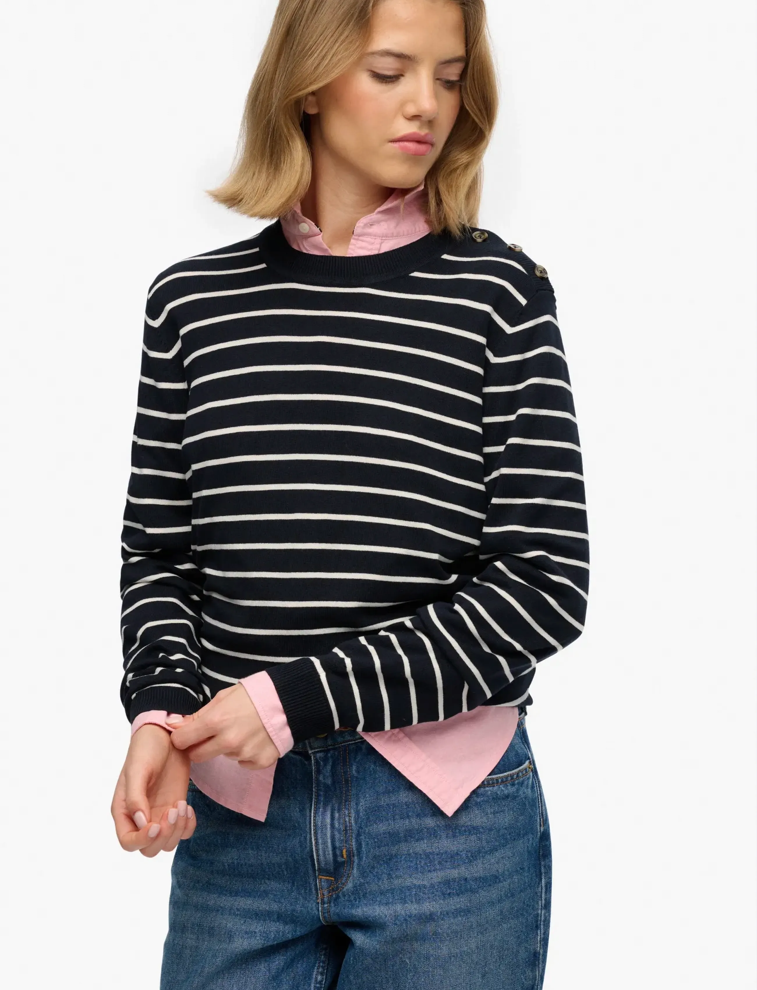 Superdry - LW ESSENTIAL JUMPER - pullover - optic eclipse navy stripe - 4