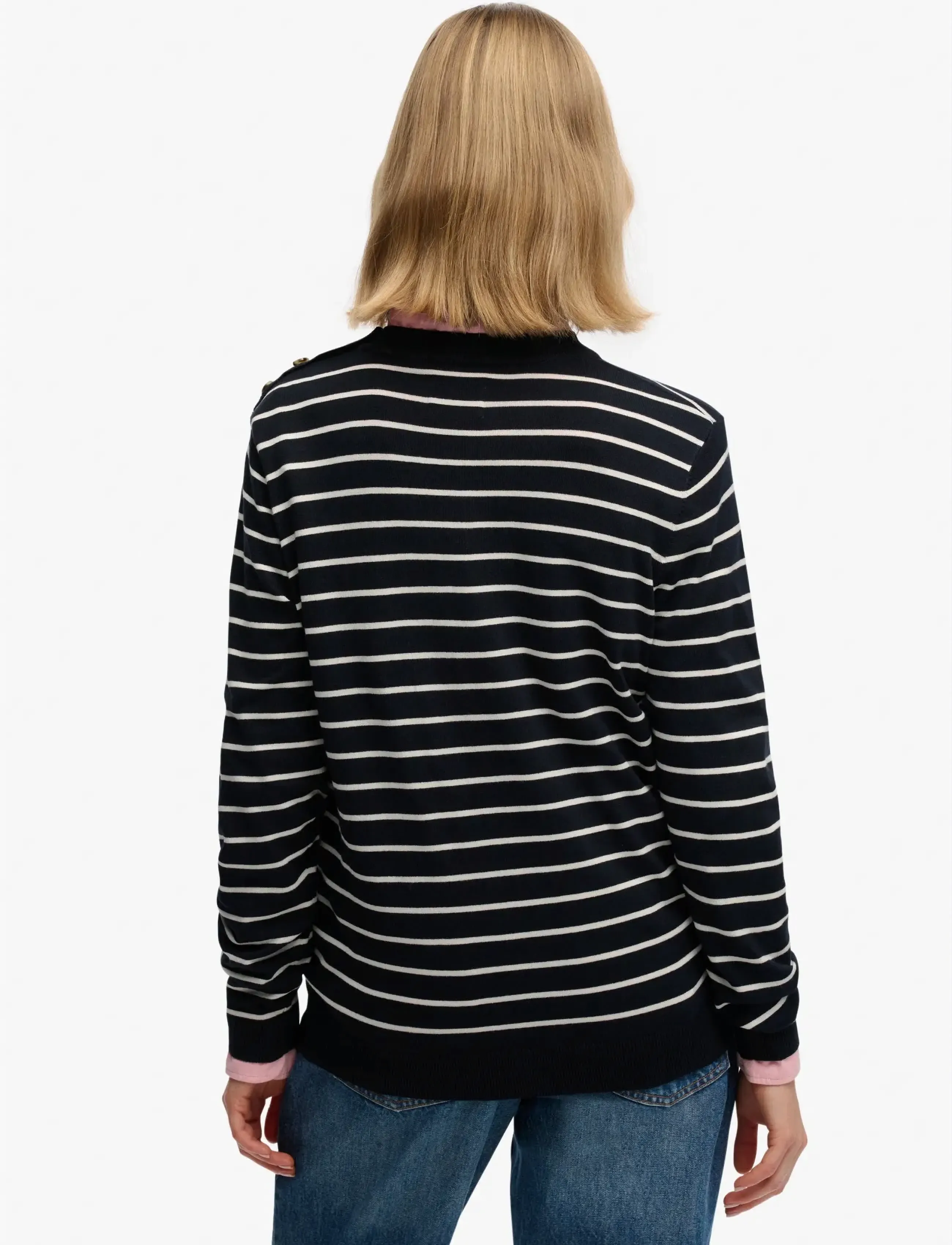 Superdry LW ESSENTIAL JUMPER - Naistele - OPTIC ECLIPSE NAVY STRIPE / navy