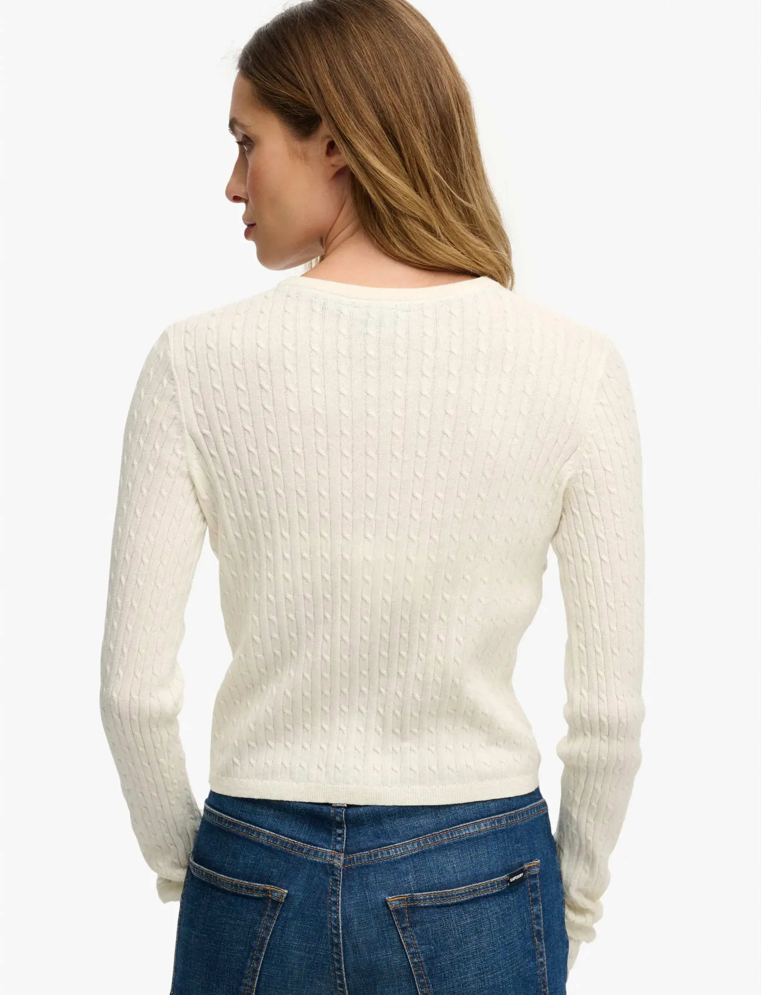 Superdry LW ESSENTIAL CARDIGAN - Strik - OFF WHITE / cream