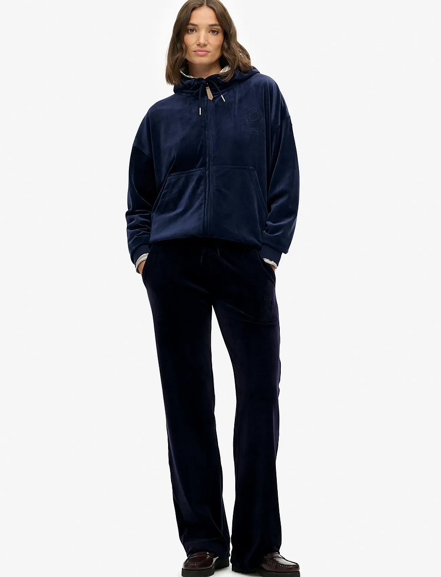 Superdry - COUNTRY CLUB VELOUR JOGGER - straight leg trousers - rich navy - 0
