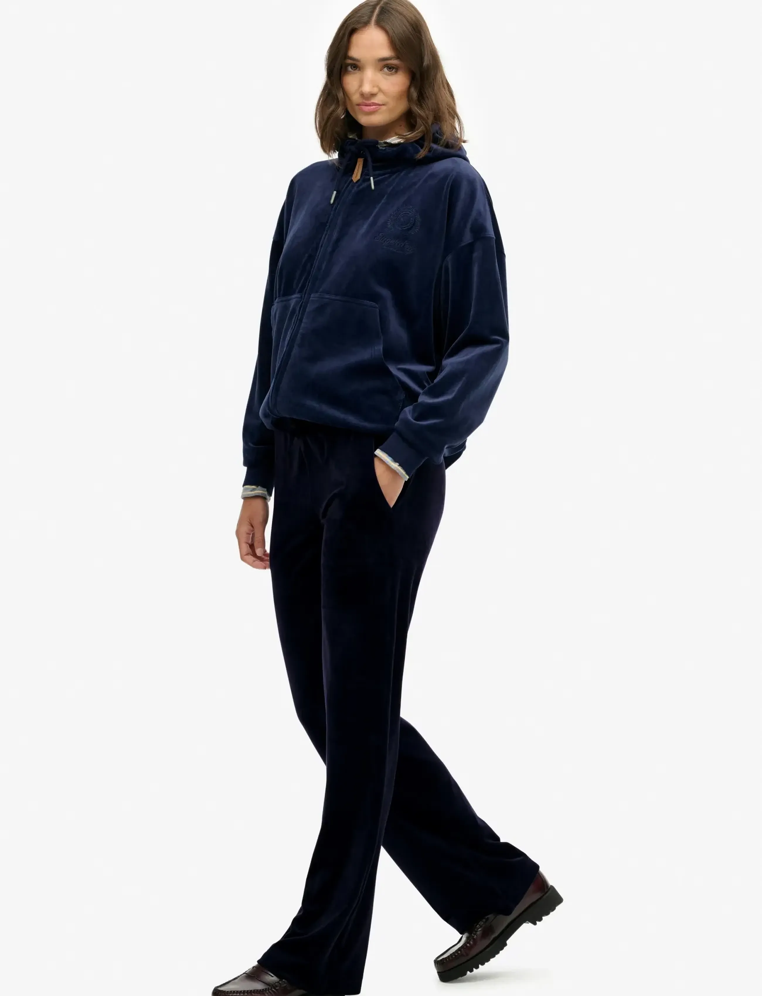 Superdry - COUNTRY CLUB VELOUR JOGGER - hose mit geradem bein - rich navy - 5