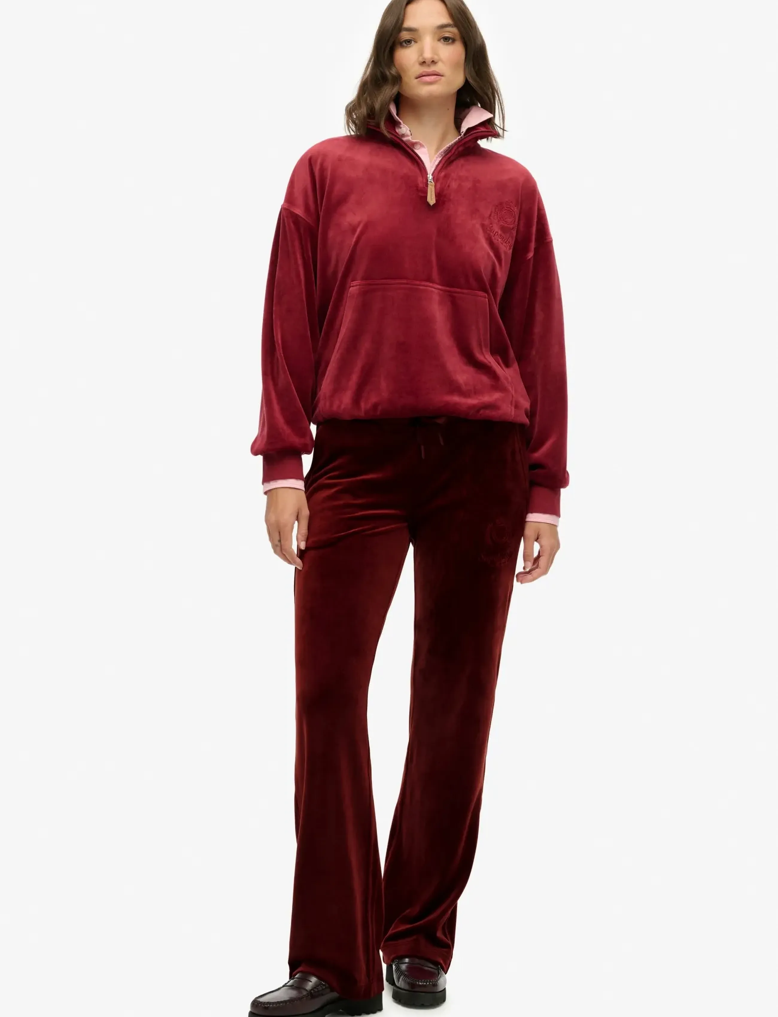 Superdry Country Club Velour Jogger, Damen, Velours Jogginghose, Rot, Gr.8