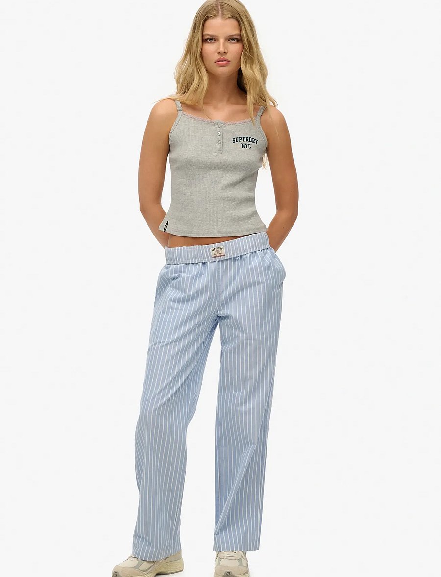 Superdry - COTTON STRIPE ELASTIC TROUSER - pyjamahosen - broker blue stripe - 0