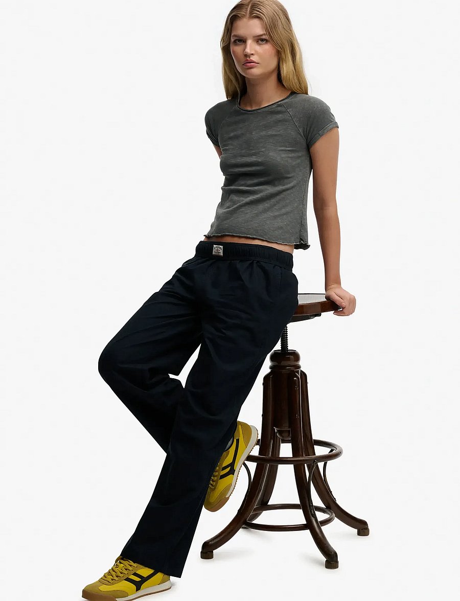 Superdry - COTTON ELASTIC TROUSER - laia säärega püksid - eclipse navy - 5