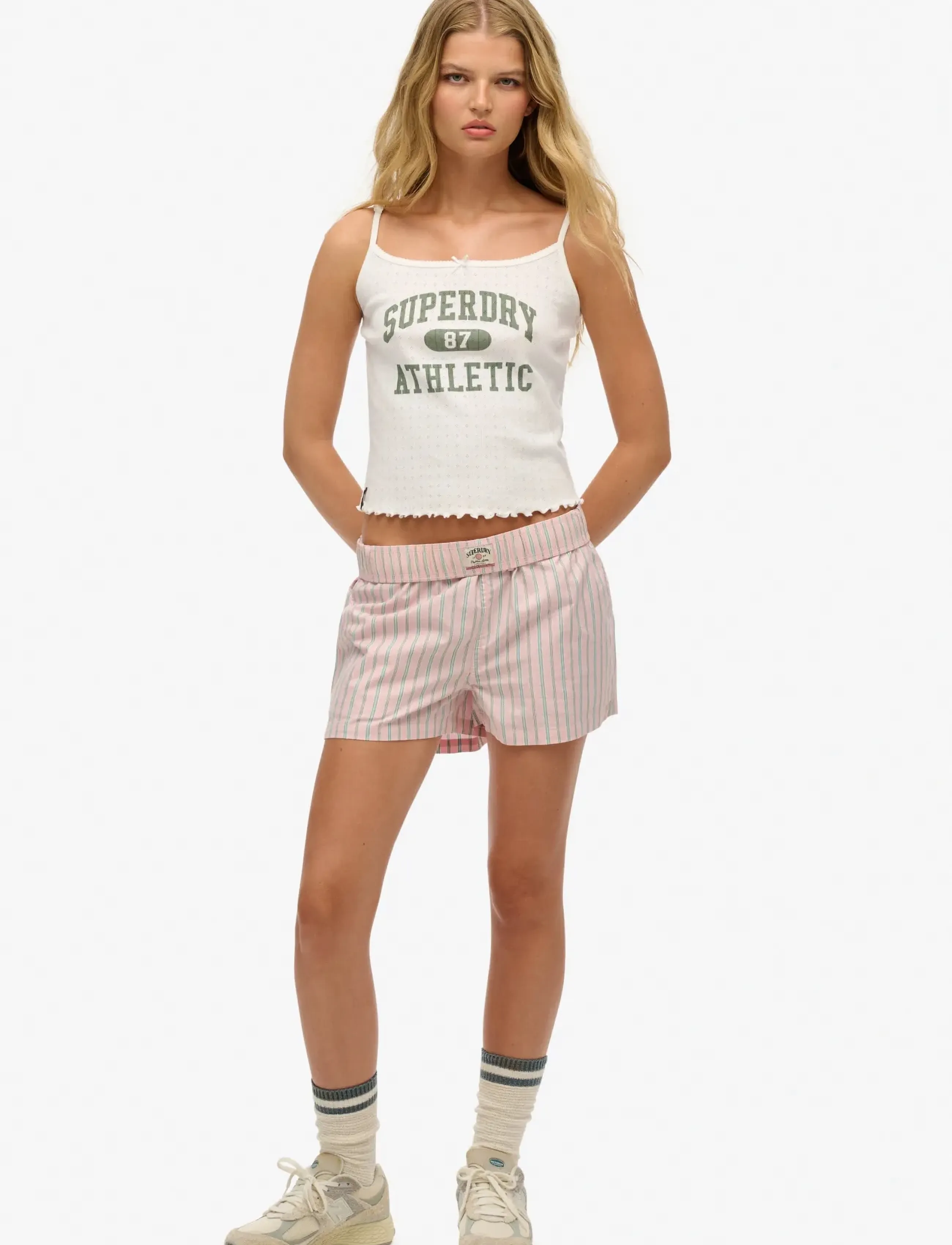 Superdry - COTTON STRIPE ELASTIC SHORT - casual shorts - suffolk pink stripe - 3