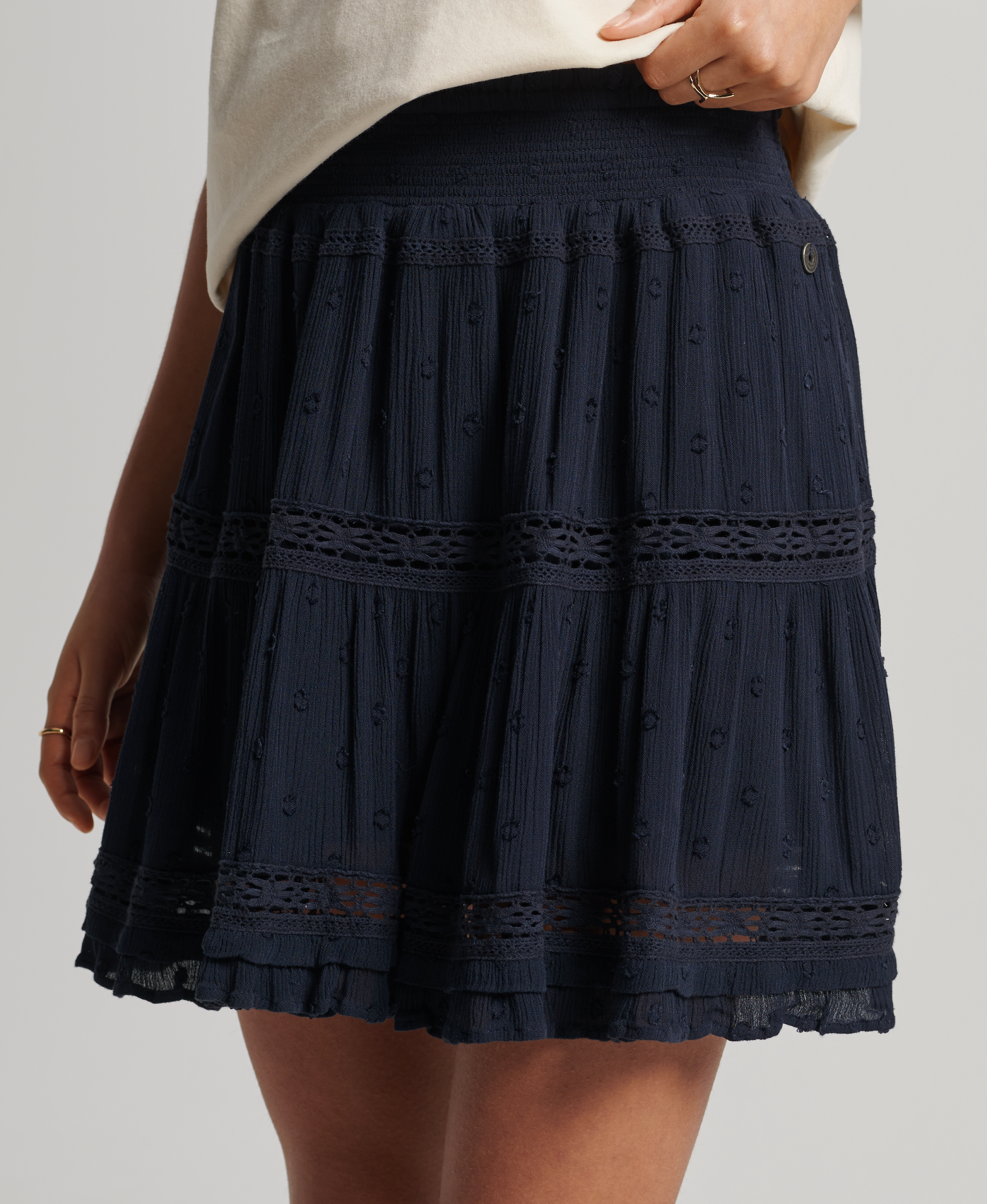 Superdry - VINTAGE LACE MINI SKIRT - eclipse navy - 2