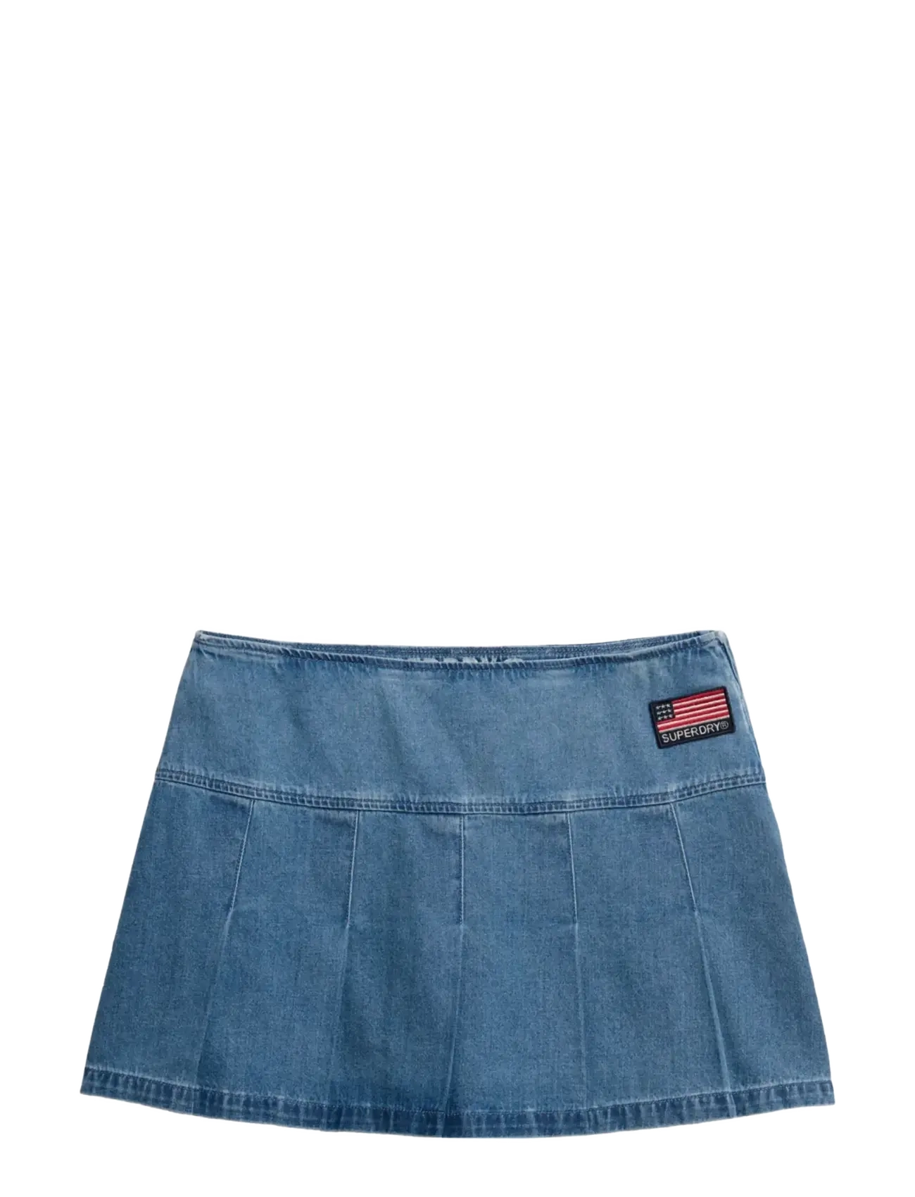 Superdry PLEATED PATCHED MINI SKIRT - Tøj - VINTAGE WASH / blue