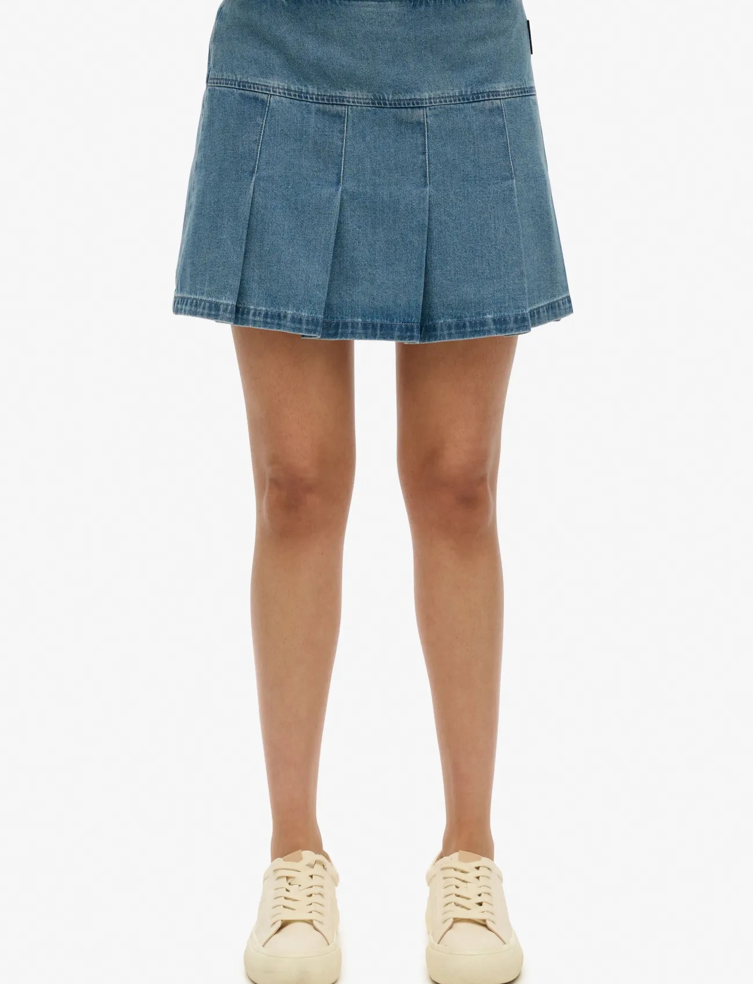 Superdry - PLEATED PATCHED MINI SKIRT - teksaseelikud - vintage wash - 2