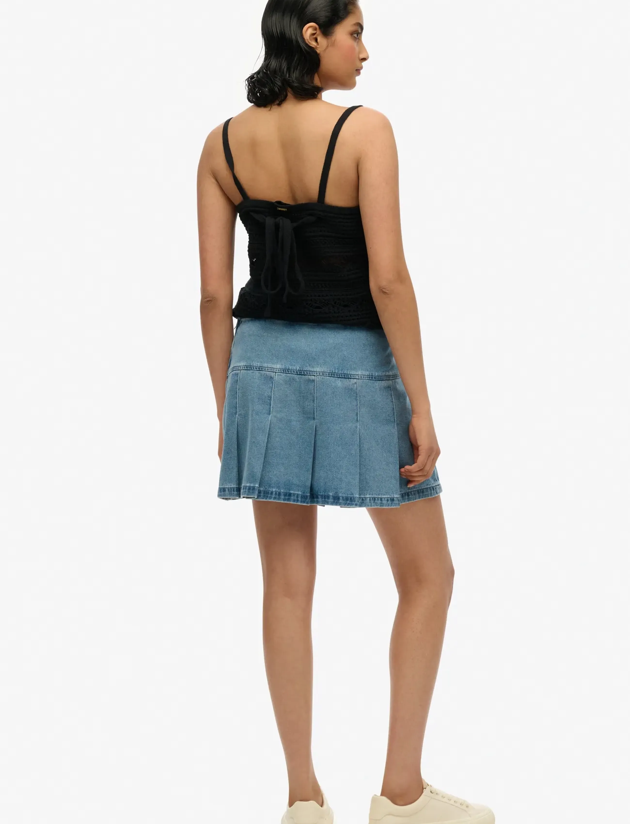 Superdry - PLEATED PATCHED MINI SKIRT - teksaseelikud - vintage wash - 5