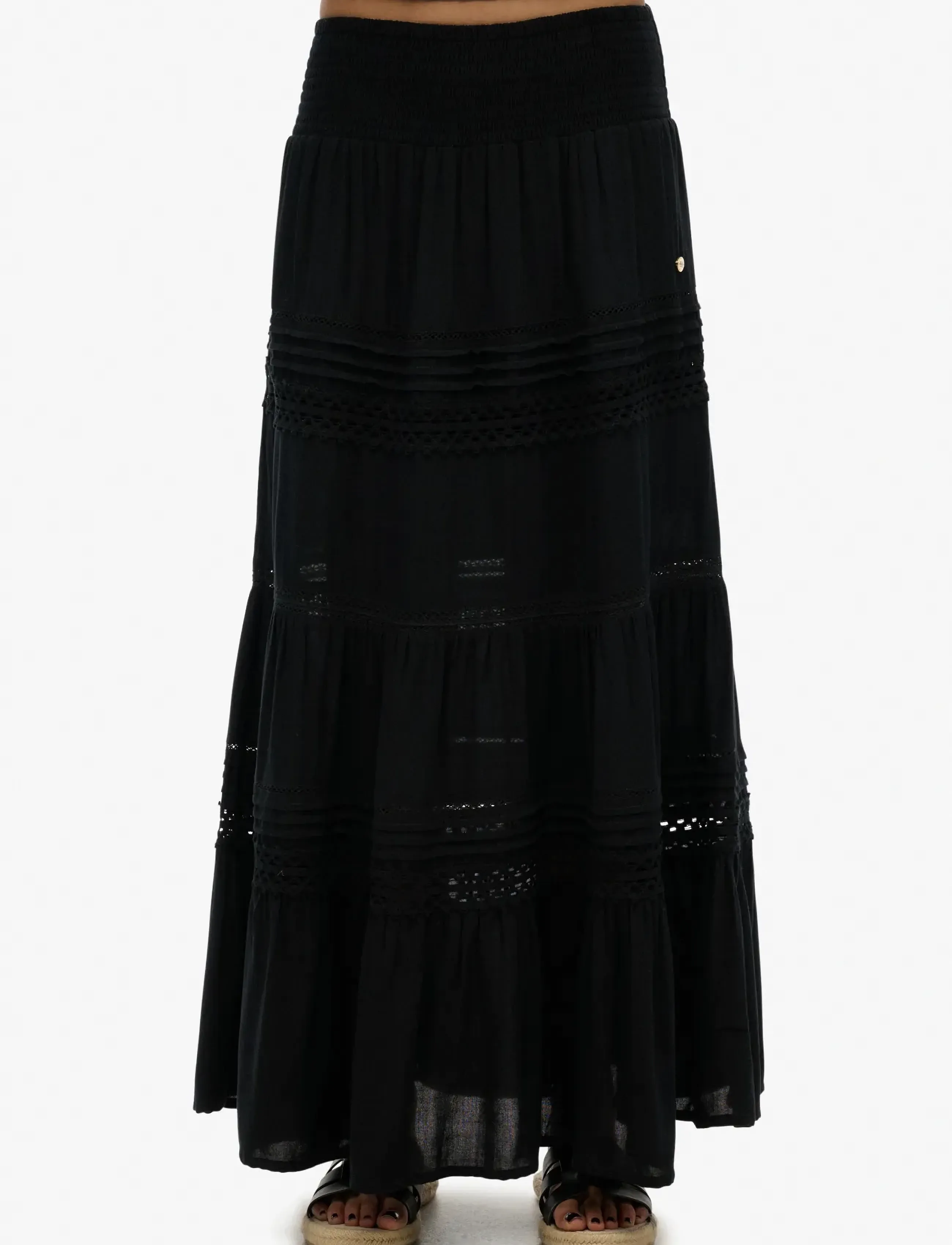 Superdry - IBIZA LACE MIX MAXI SKIRT - maxi röcke - black - 4