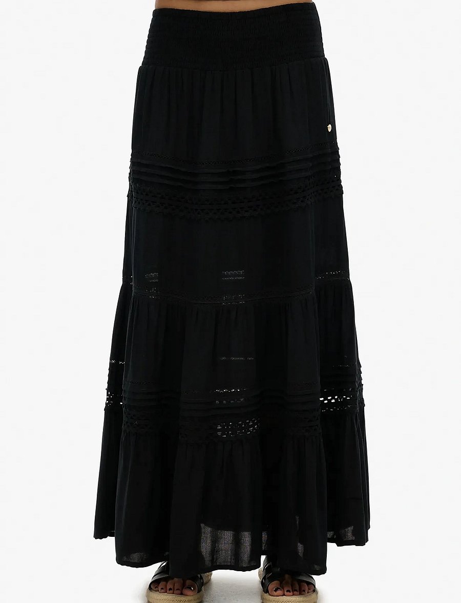 Superdry - IBIZA LACE MIX MAXI SKIRT - maxi röcke - black - 4