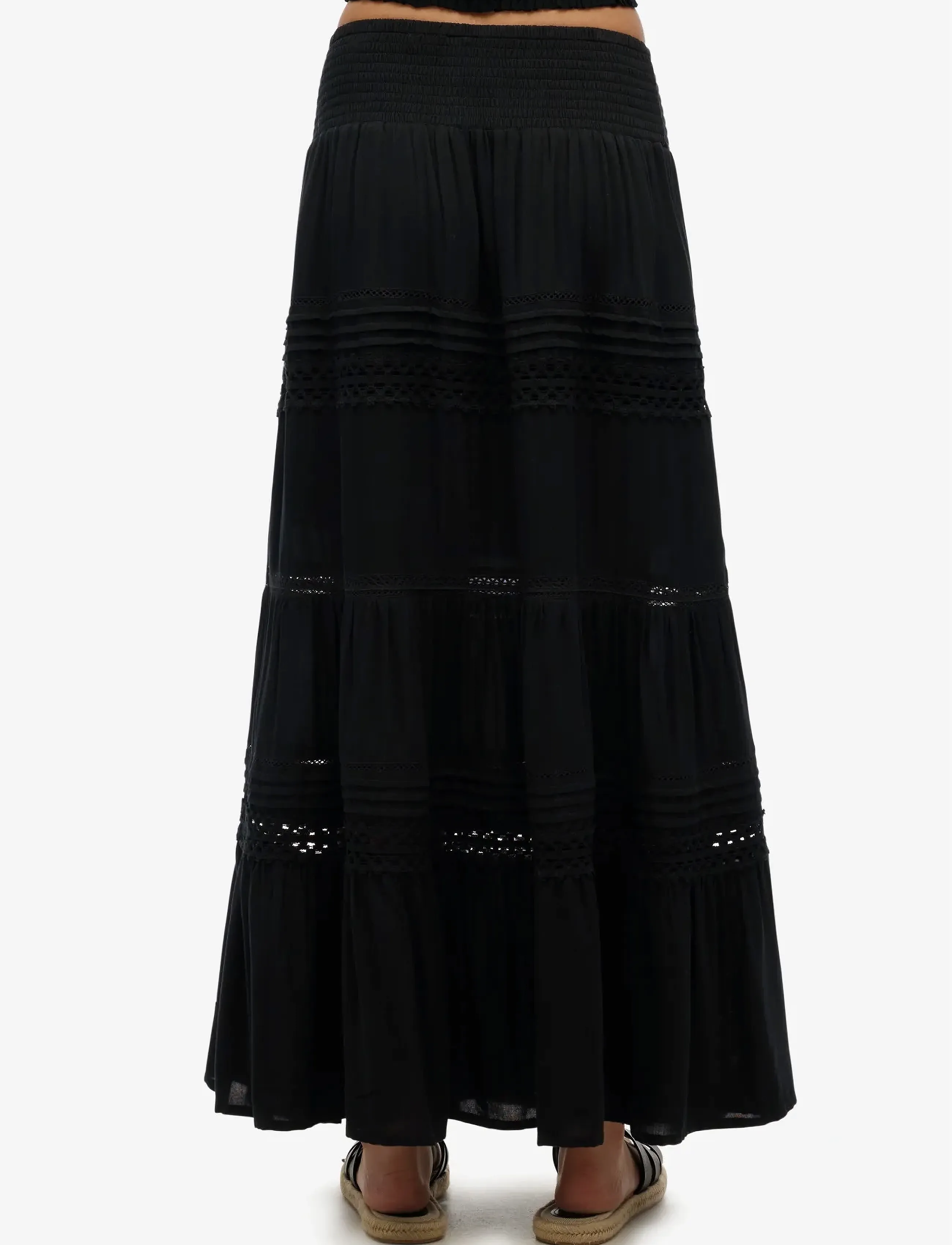 Superdry - IBIZA LACE MIX MAXI SKIRT - maxi röcke - black - 5