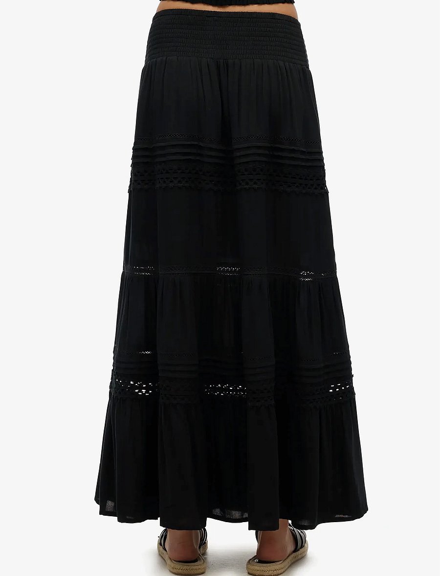 Superdry - IBIZA LACE MIX MAXI SKIRT - maxi röcke - black - 5