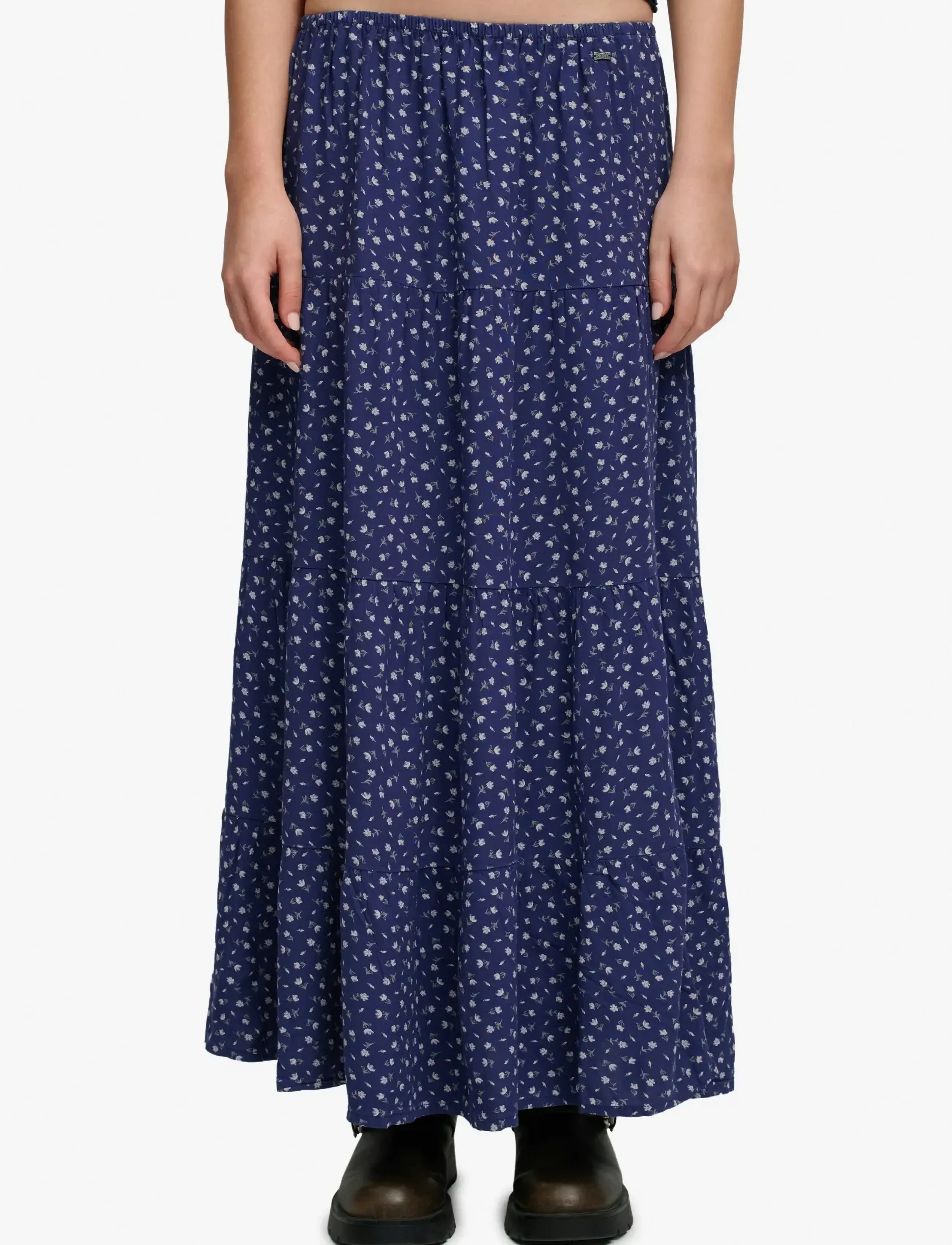 Superdry WOVEN TIERED MAXI SKIRT - Nederdele - MARINER NAVY DITSY FLORAL / navy