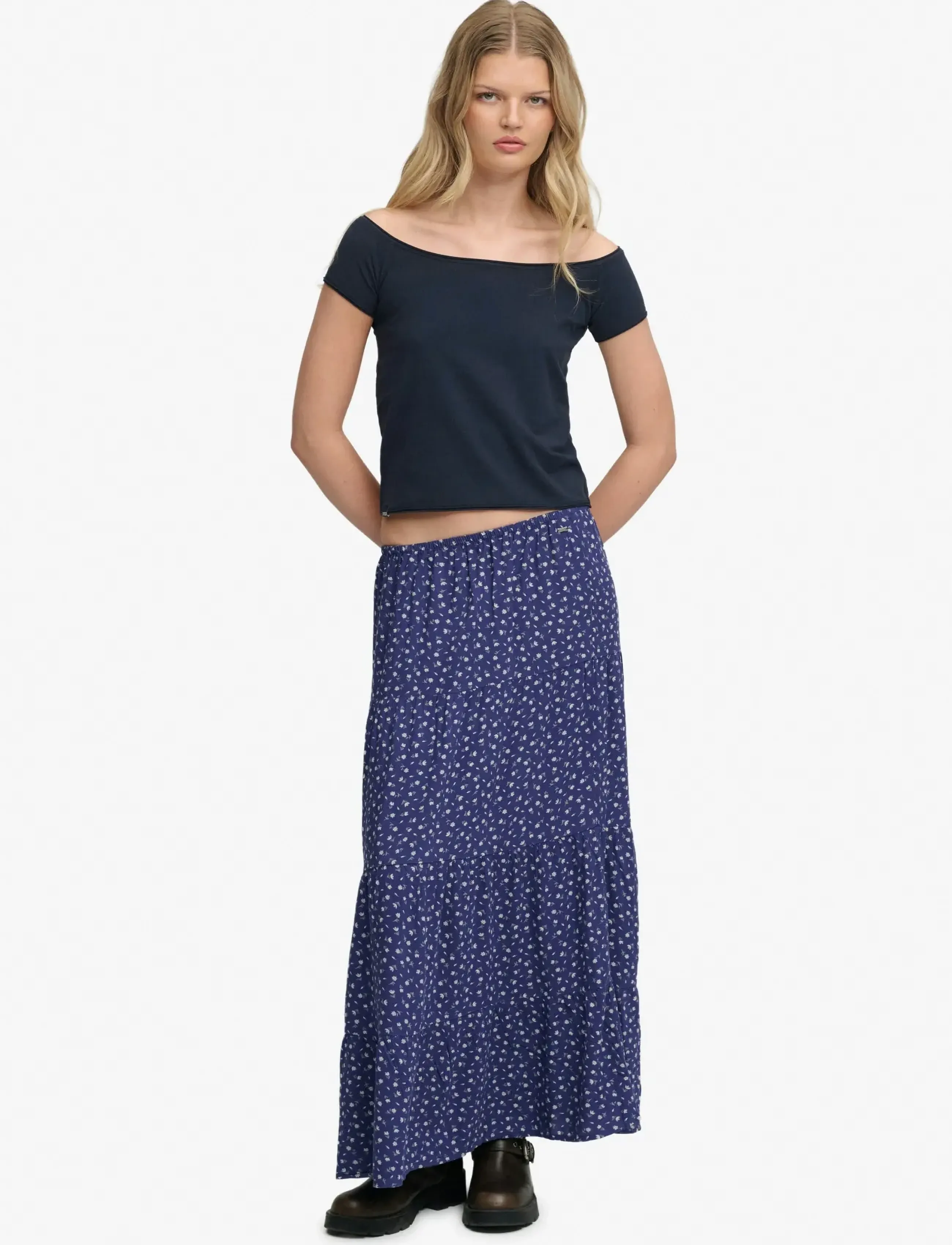 Superdry - WOVEN TIERED MAXI SKIRT - maxi röcke - mariner navy ditsy floral - 3