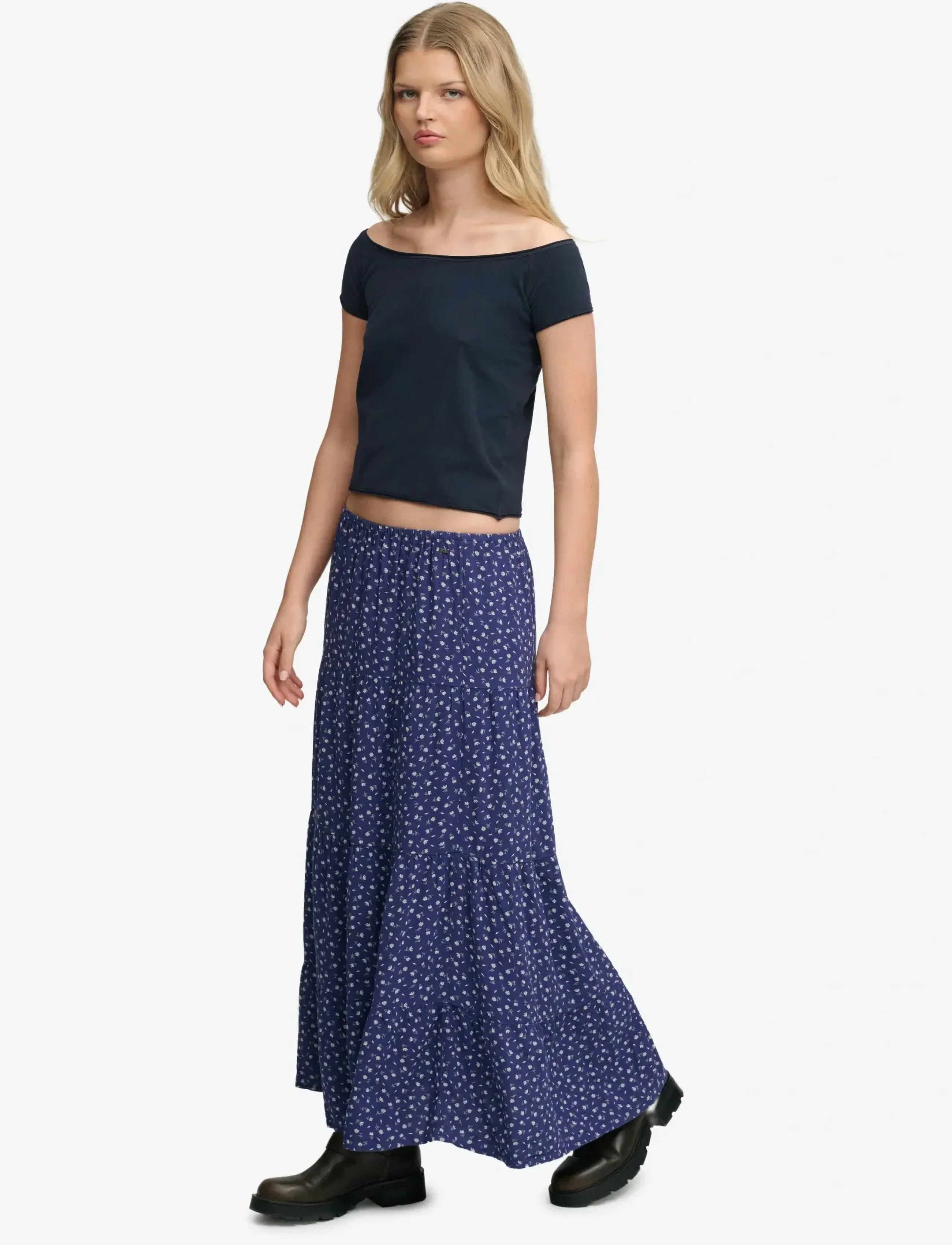 Superdry - WOVEN TIERED MAXI SKIRT - maxi röcke - mariner navy ditsy floral - 5