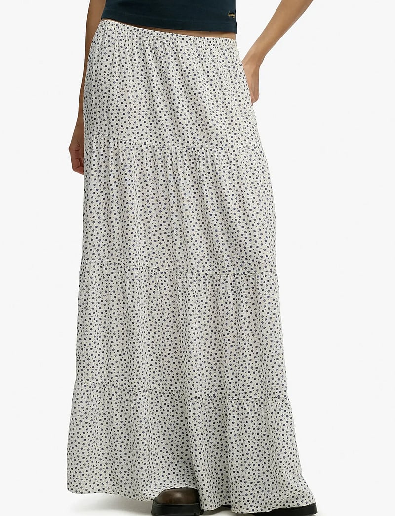 Superdry - WOVEN TIERED MAXI SKIRT - maxi nederdele - off white ditsy hearts - 3