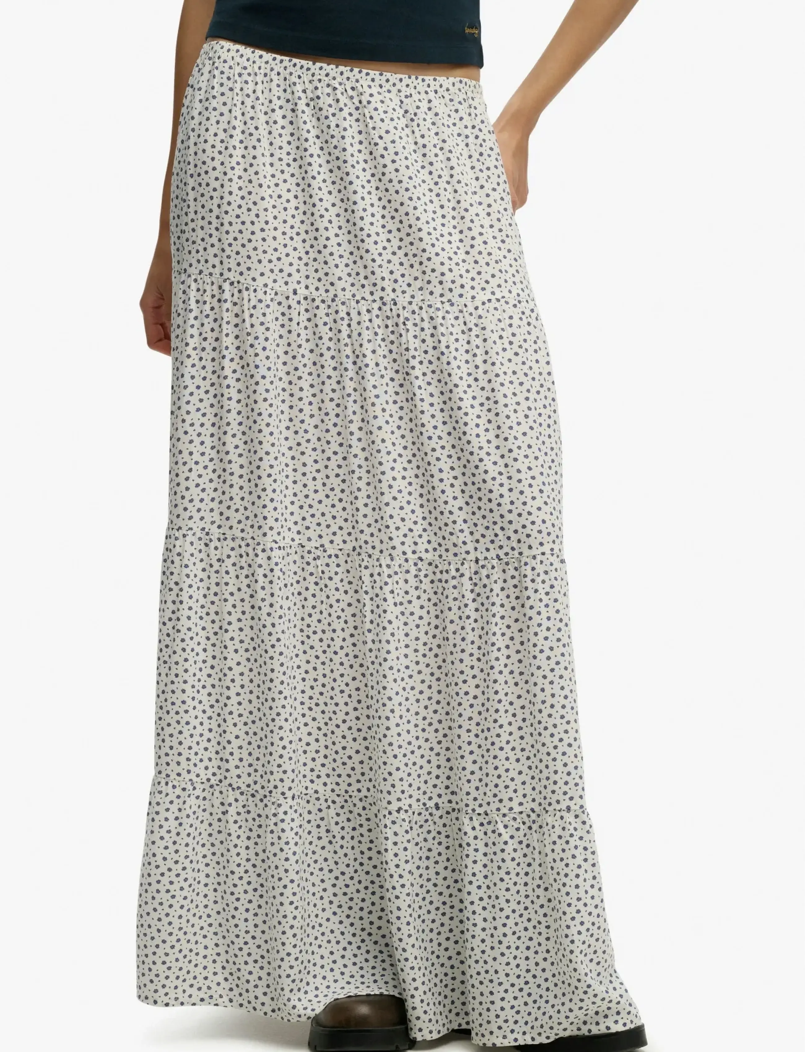 Superdry - WOVEN TIERED MAXI SKIRT - maksiseelikud - off white ditsy hearts - 3