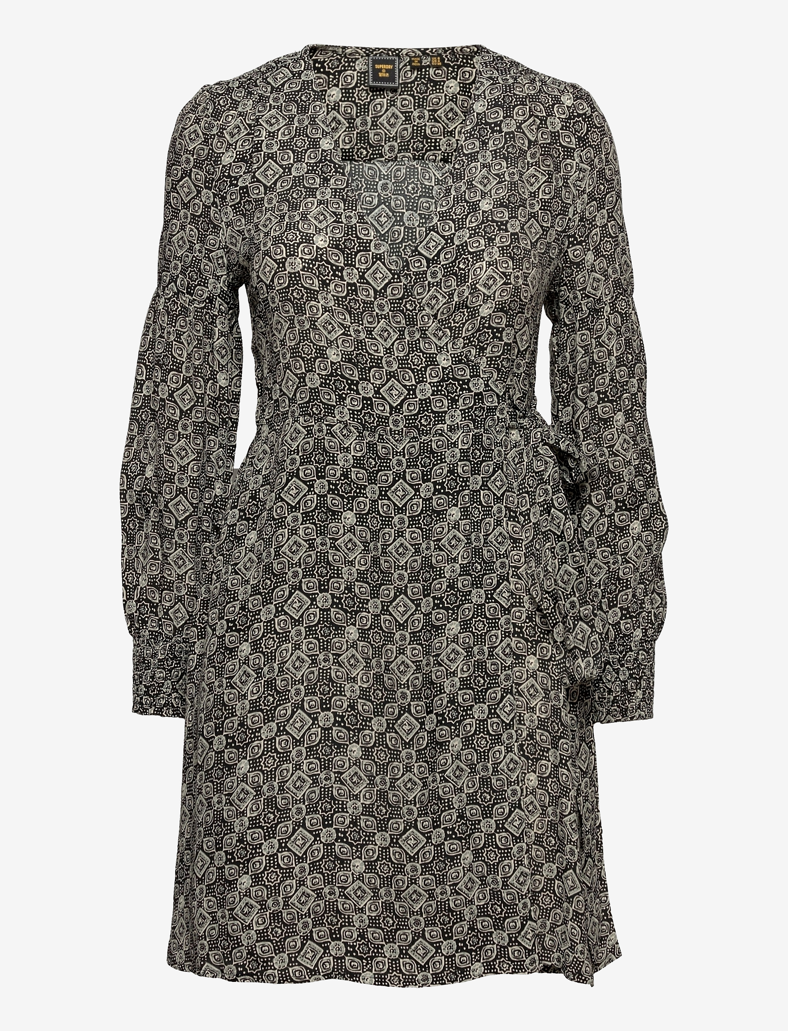 Superdry BOHEMIAN WRAP DRESS - Kleidung - BLACK PRINT / grey