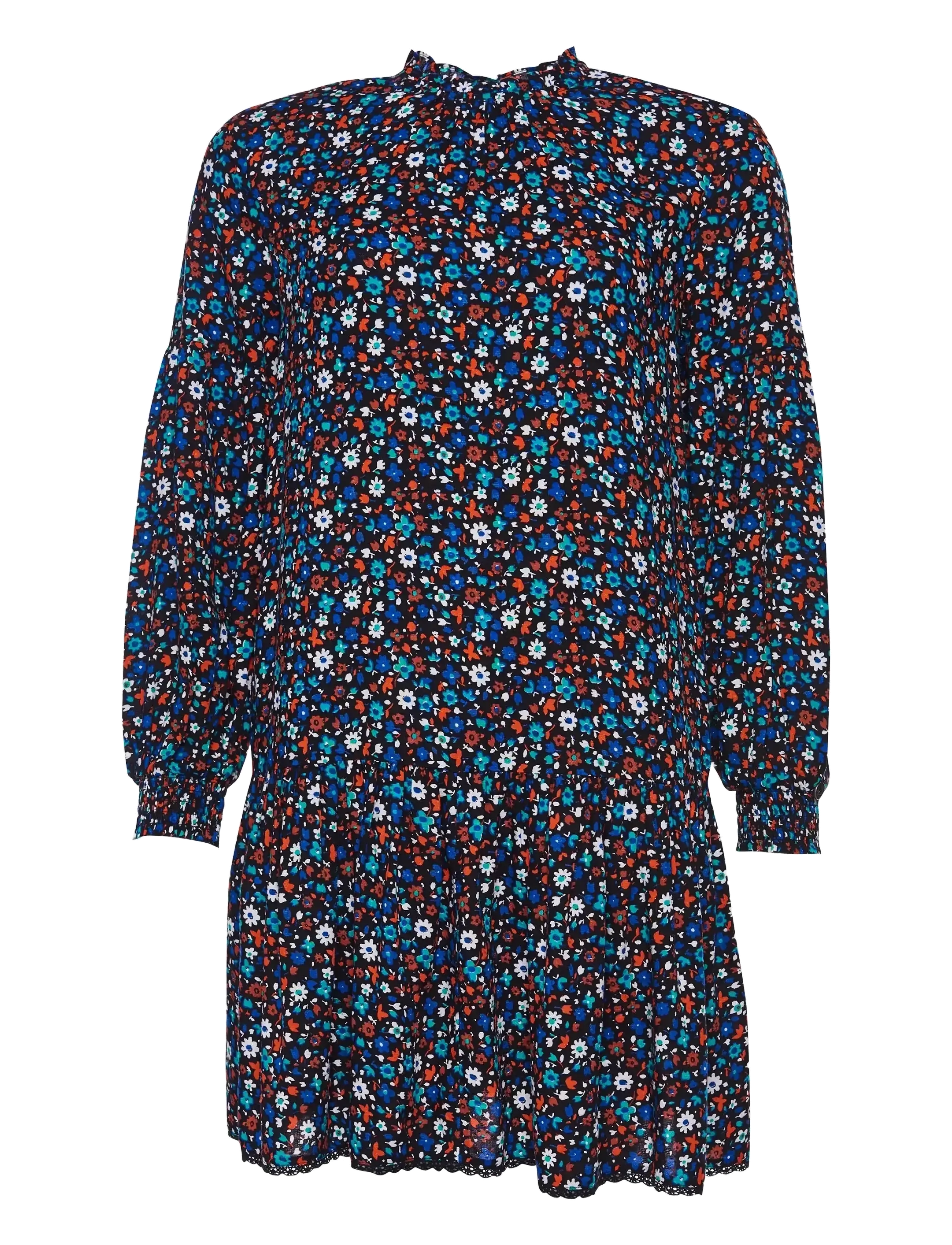 High Neck Mini Dress - AUTUMN FLORAL