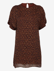 Superdry - T-Shirt Metallic Dress - kurze kleider - leopard print - 0