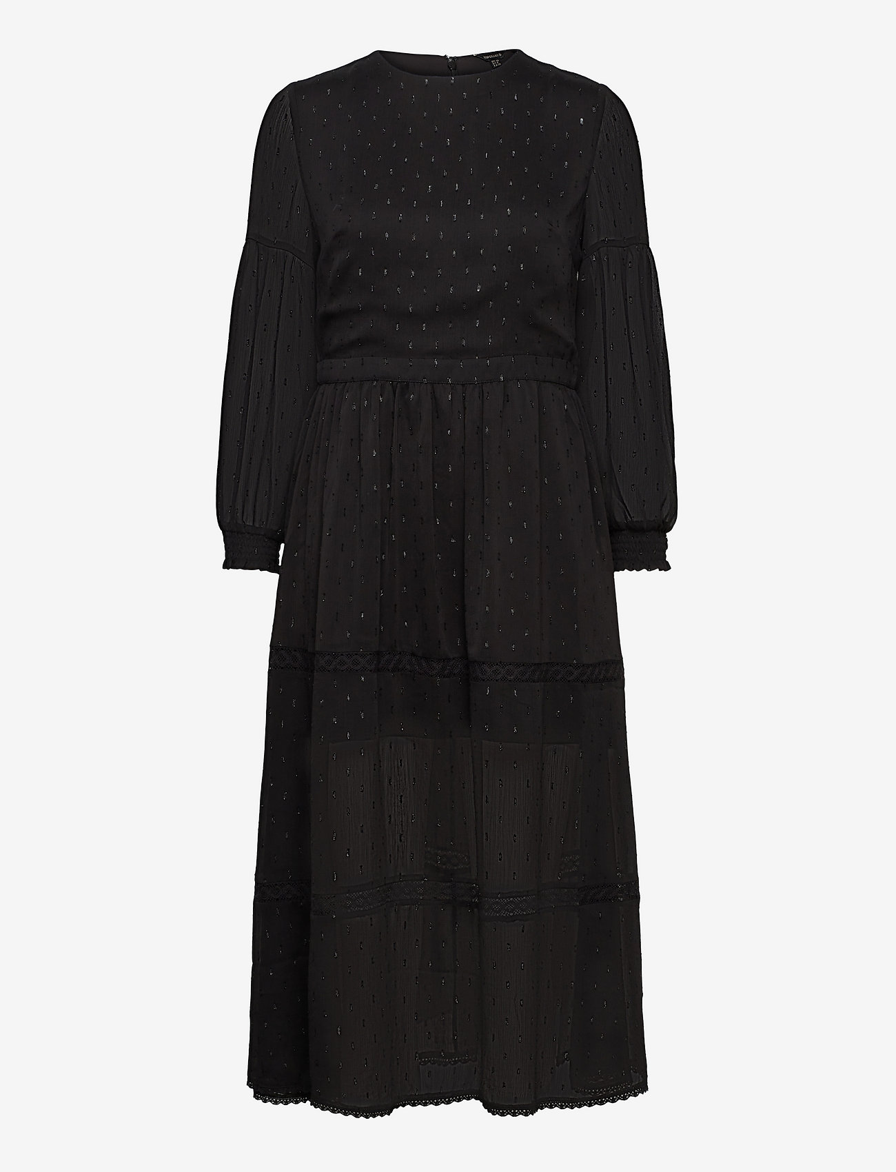 Superdry - Woven L/S Metallic Midi Dress - midi-jurken - vintage black - 0