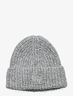 RIB KNIT BEANIE HAT - GREY MARL