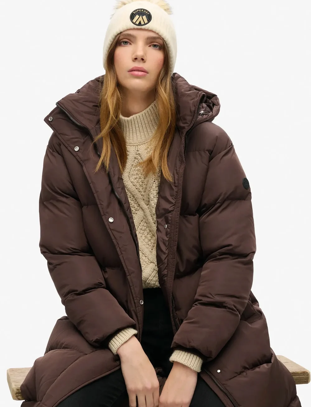 Superdry - CABLE LUXE KNIT BEANIE HAT - mössor - oatmeal white - 0