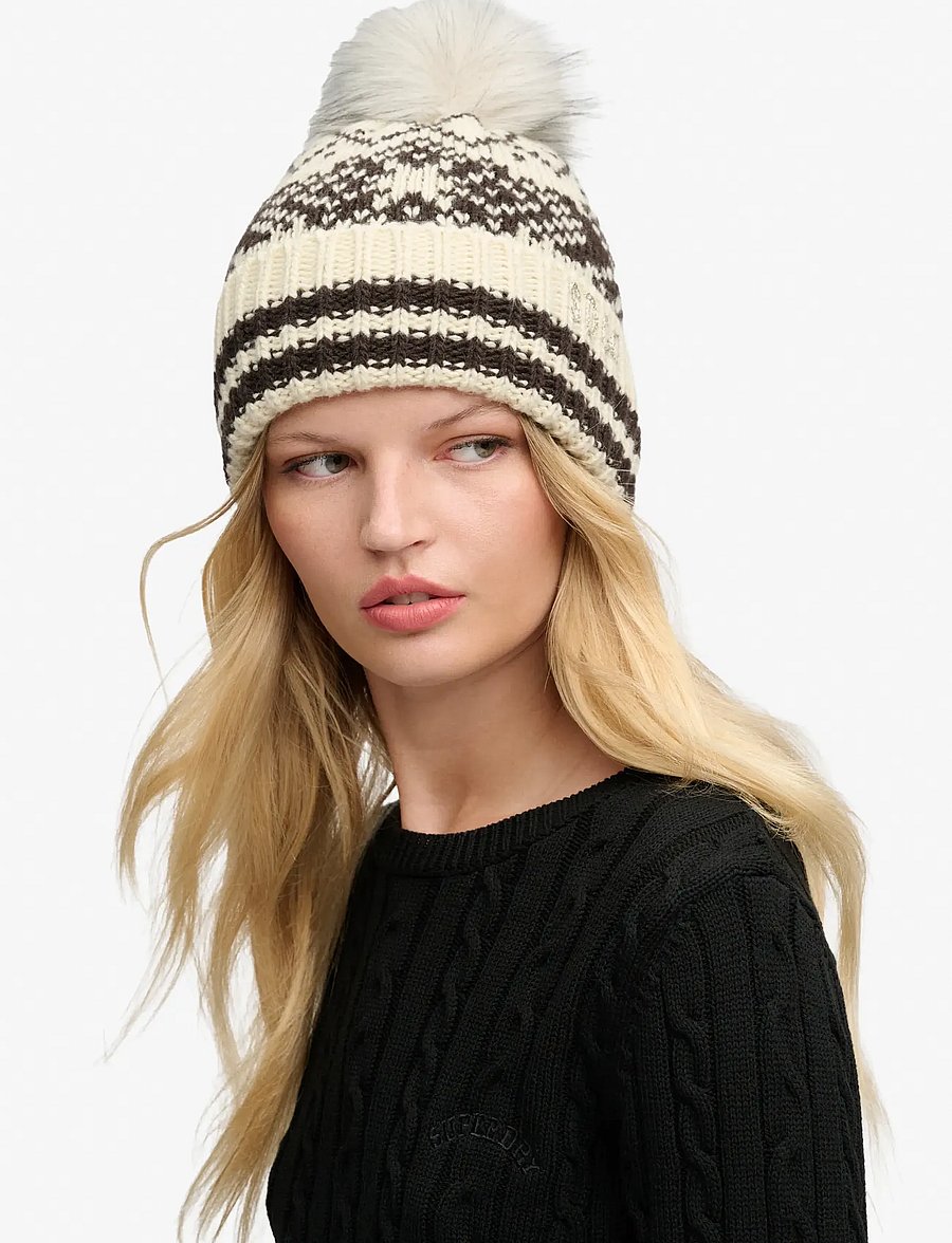 Superdry - OUTDOORS FAIRISLE BEANIE HAT - kootud mütsid - natural cream - 0