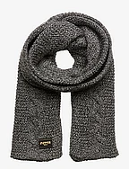 CABLE KNIT SCARF - BLACK FLECK