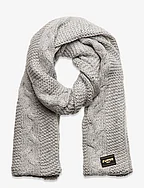CABLE KNIT SCARF - ICE GREY FLECK