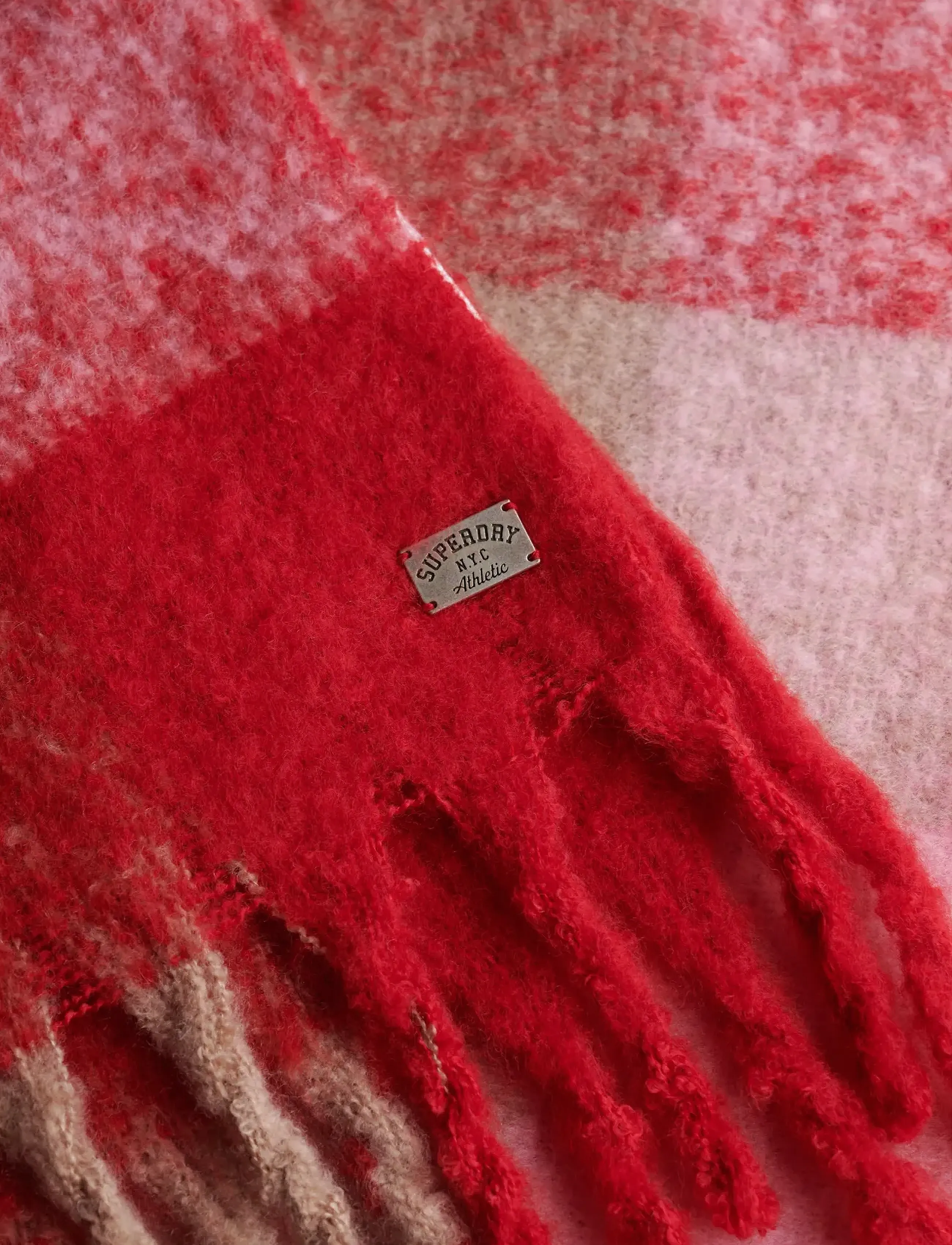 Superdry - CHECK PATTERNED SCARF - sallid - punch pink check - 2