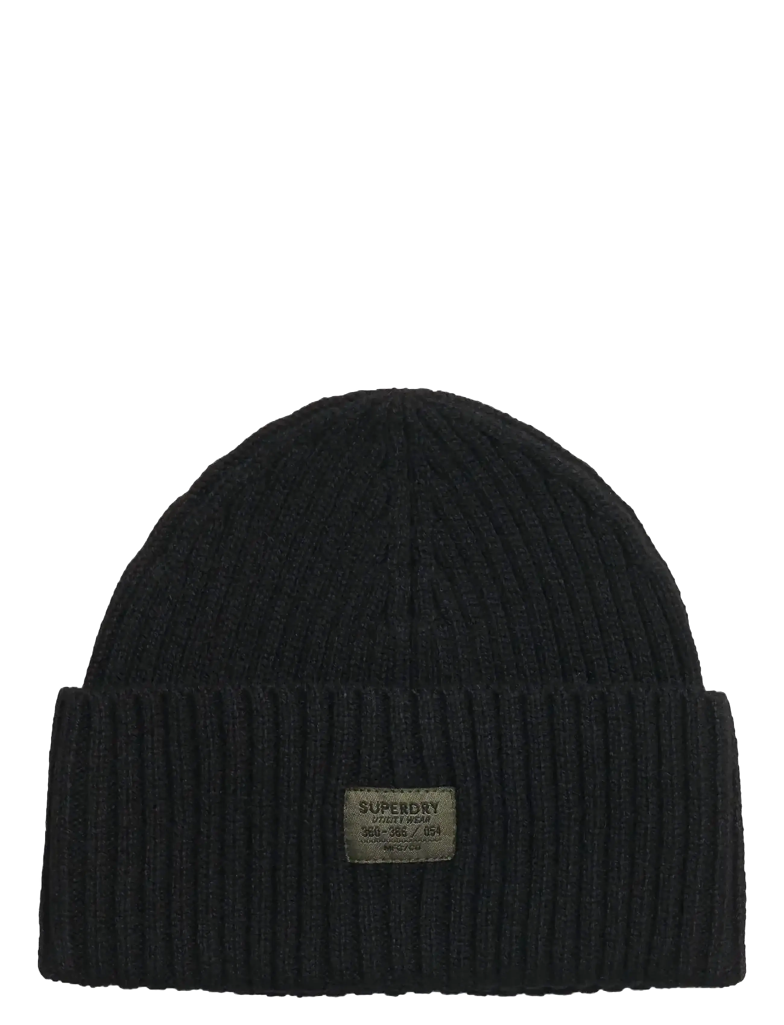 Superdry Workwear Knitted Beanie Hat, Mænd, Arbejdstøj Strikket Hue, Sort, Str: ONE SIZE